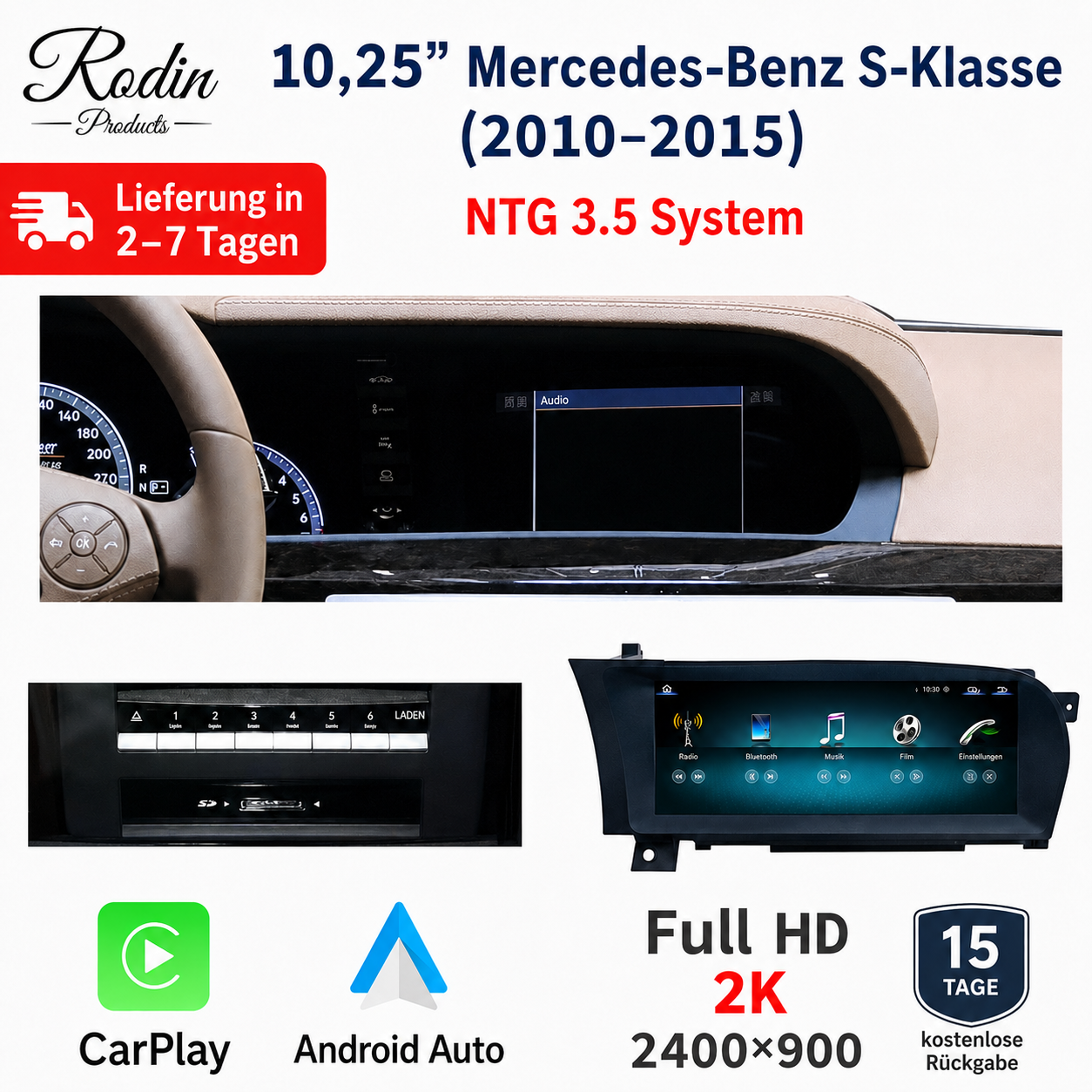 Mercedes S-Klasse W221 10,25″ Linux CarPlay Display - Bild 4