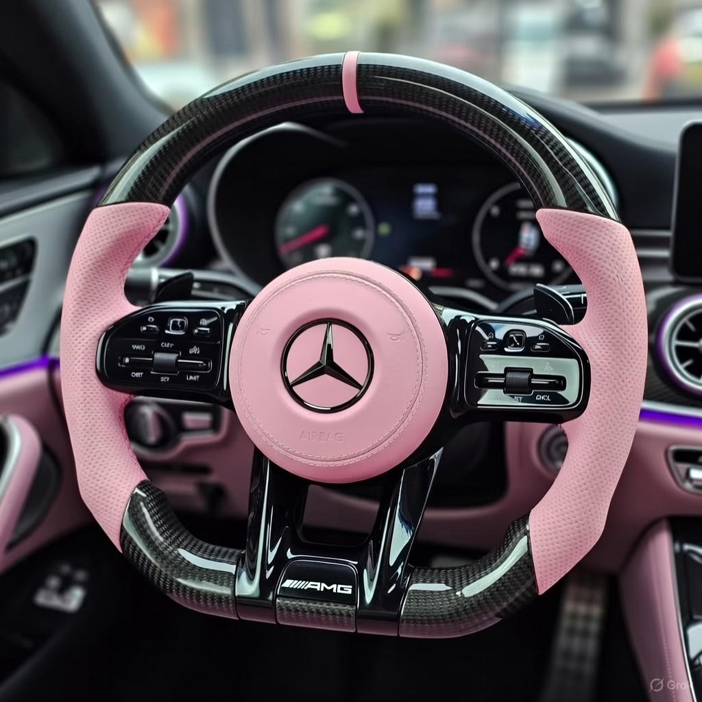 Mercedes-AMG Carbon Performance Lenkrad – Pink Edition | Echtcarbon | Flat-Bottom | Multifunktion | AMG Style