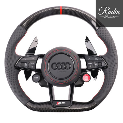Audi R8 RS Performance Carbon Lenkrad – Start/Stop & Drive Select – Frontansicht von Rodin Products