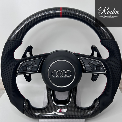Audi RS Performance Carbon Lenkrad – rote 12-Uhr-Markierung – B9 Plattform – Frontansicht von Rodin Products