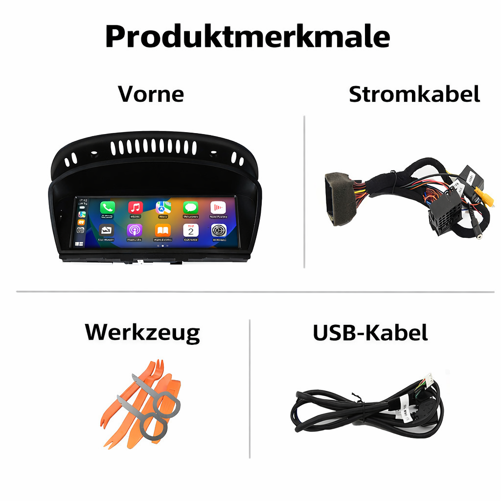 Linux CarPlay Display für BMW E60 & E61 – 10,25″ Wireless Apple CarPlay & Android Auto – Material-Detail von Rodin Products