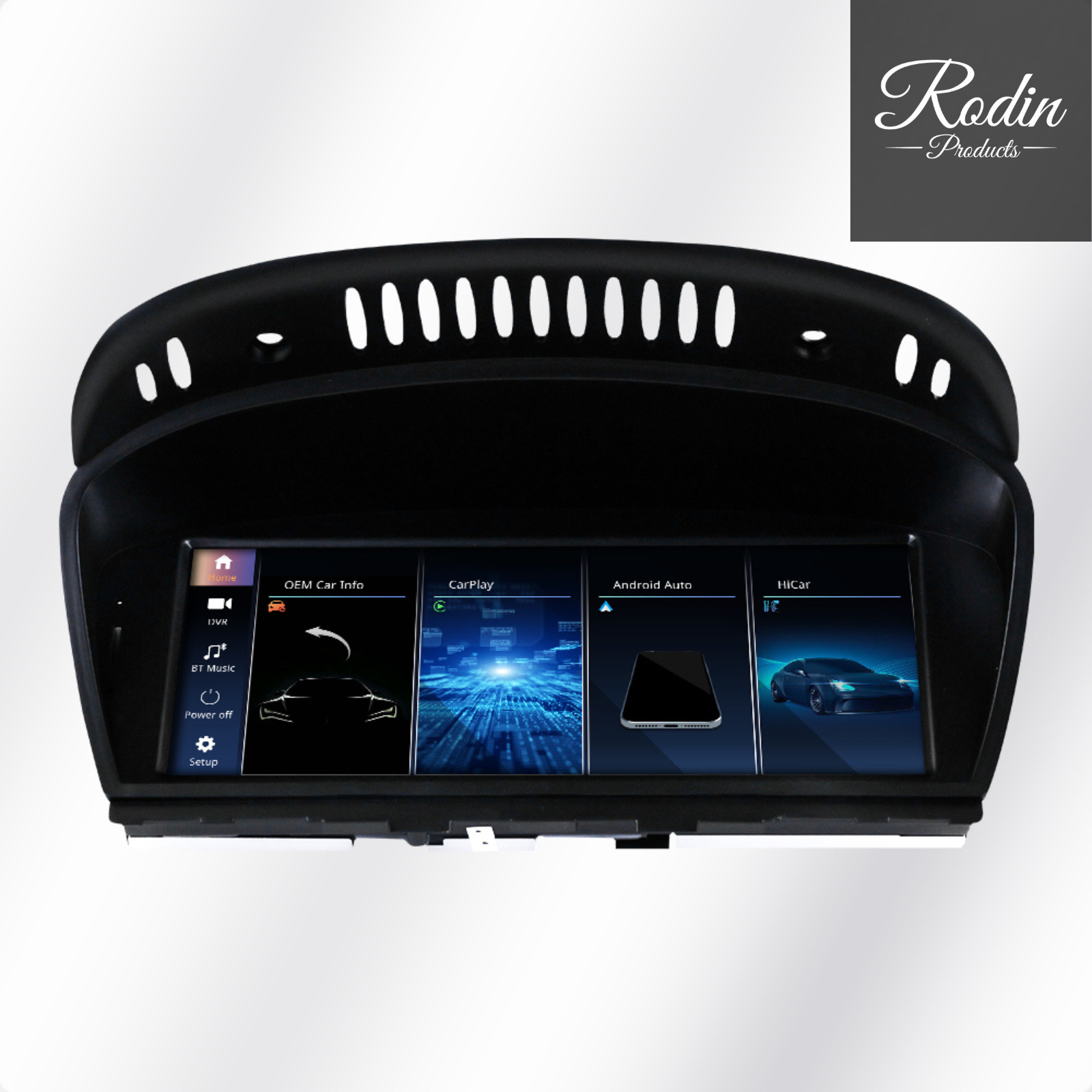 Linux CarPlay Display für BMW E60 & E61 – 10,25″ Wireless Apple CarPlay & Android Auto – Detailansicht von Rodin Products