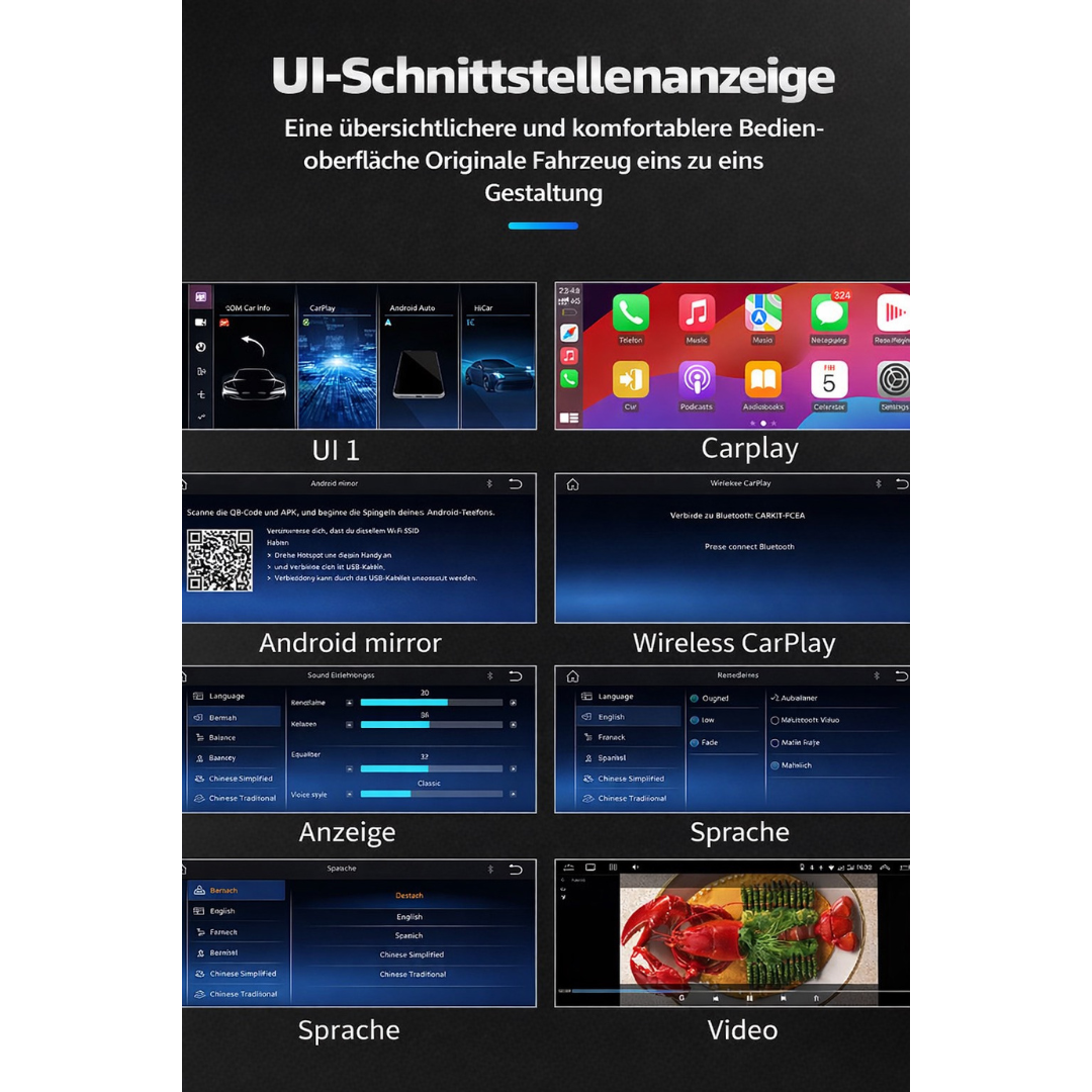 Linux CarPlay Display für BMW E87 & E82 (1er) – 10,25″ Wireless Apple CarPlay & Android Auto – Seitenansicht von Rodin Products