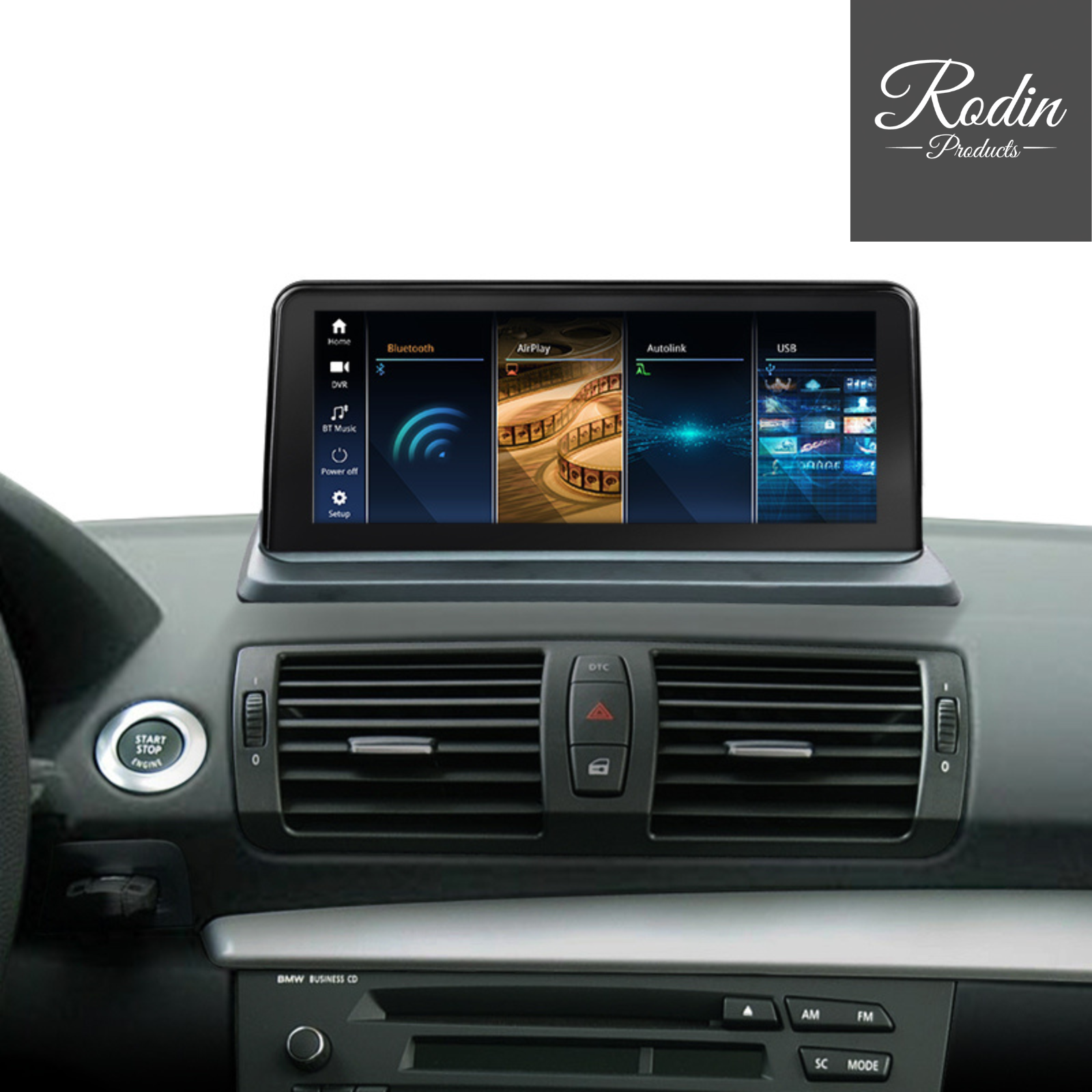 Linux CarPlay Display für BMW E87 & E82 (1er) – 10,25″ Wireless Apple CarPlay & Android Auto – Detailansicht von Rodin Products