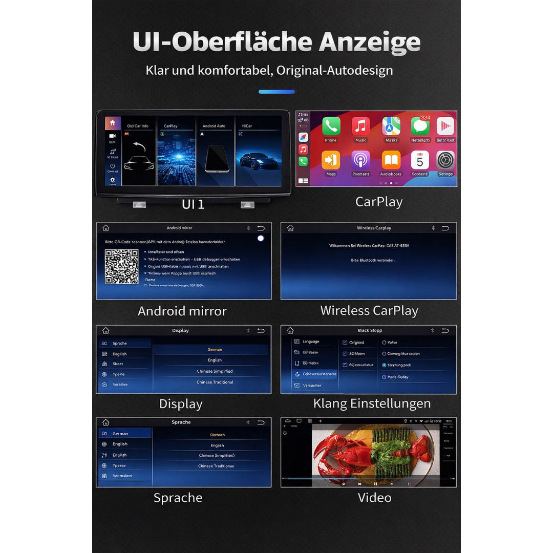 Linux CarPlay Display für BMW E90, E91 & E92 – Wireless Apple CarPlay & Android Auto (10,25") – Seitenansicht von Rodin Products