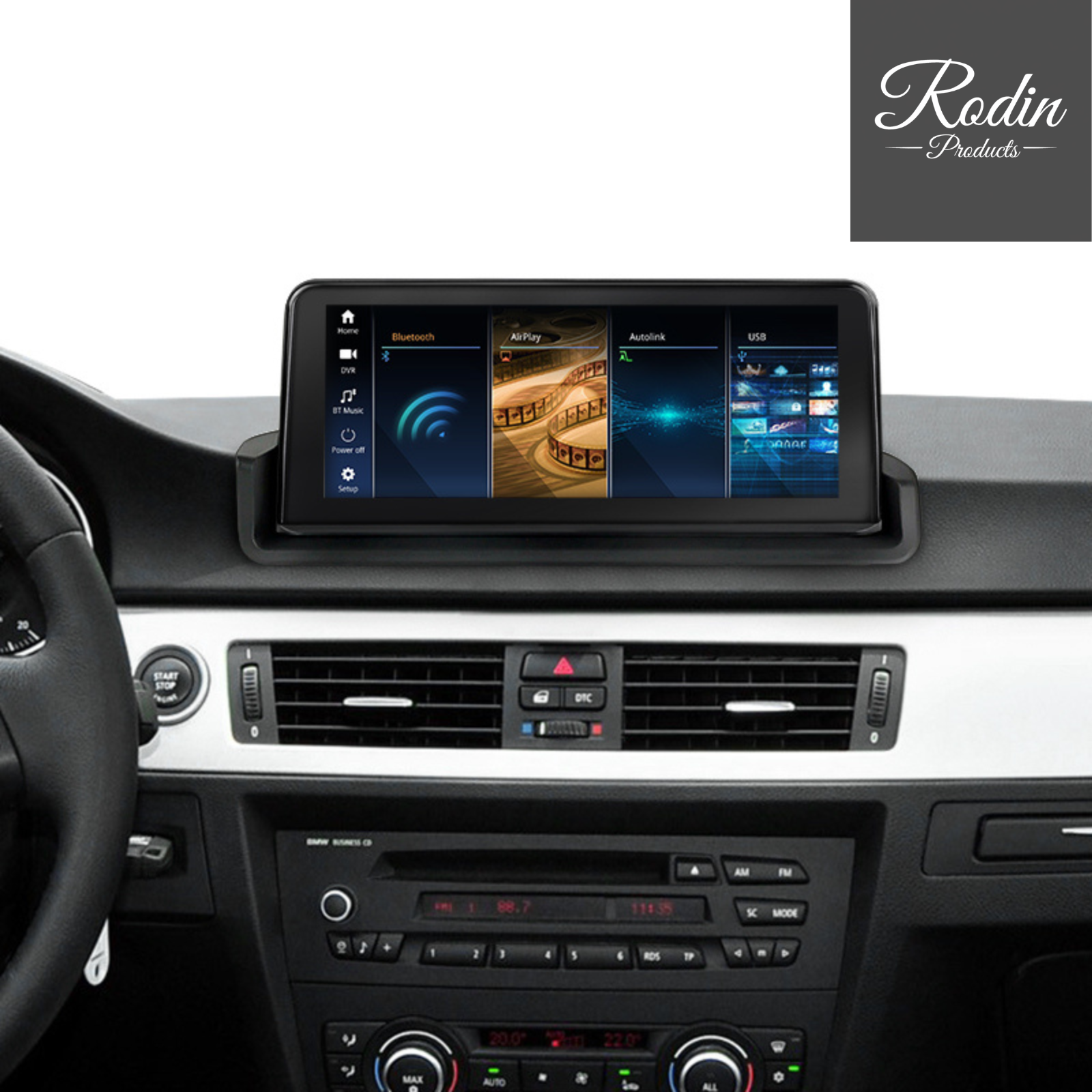 Linux CarPlay Display für BMW E90, E91 & E92 – Wireless Apple CarPlay & Android Auto (10,25") – Tasten und Bedienelemente von Rodin Products