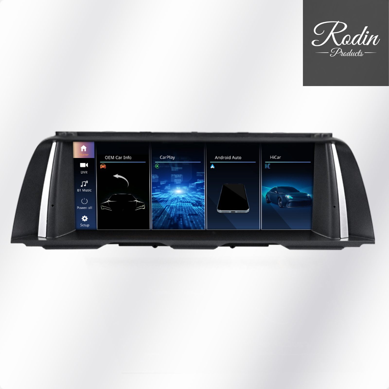 Linux CarPlay Display für BMW F10 & F11 (2011–2016) – Wireless Apple CarPlay & Android Auto – Detailansicht von Rodin Products