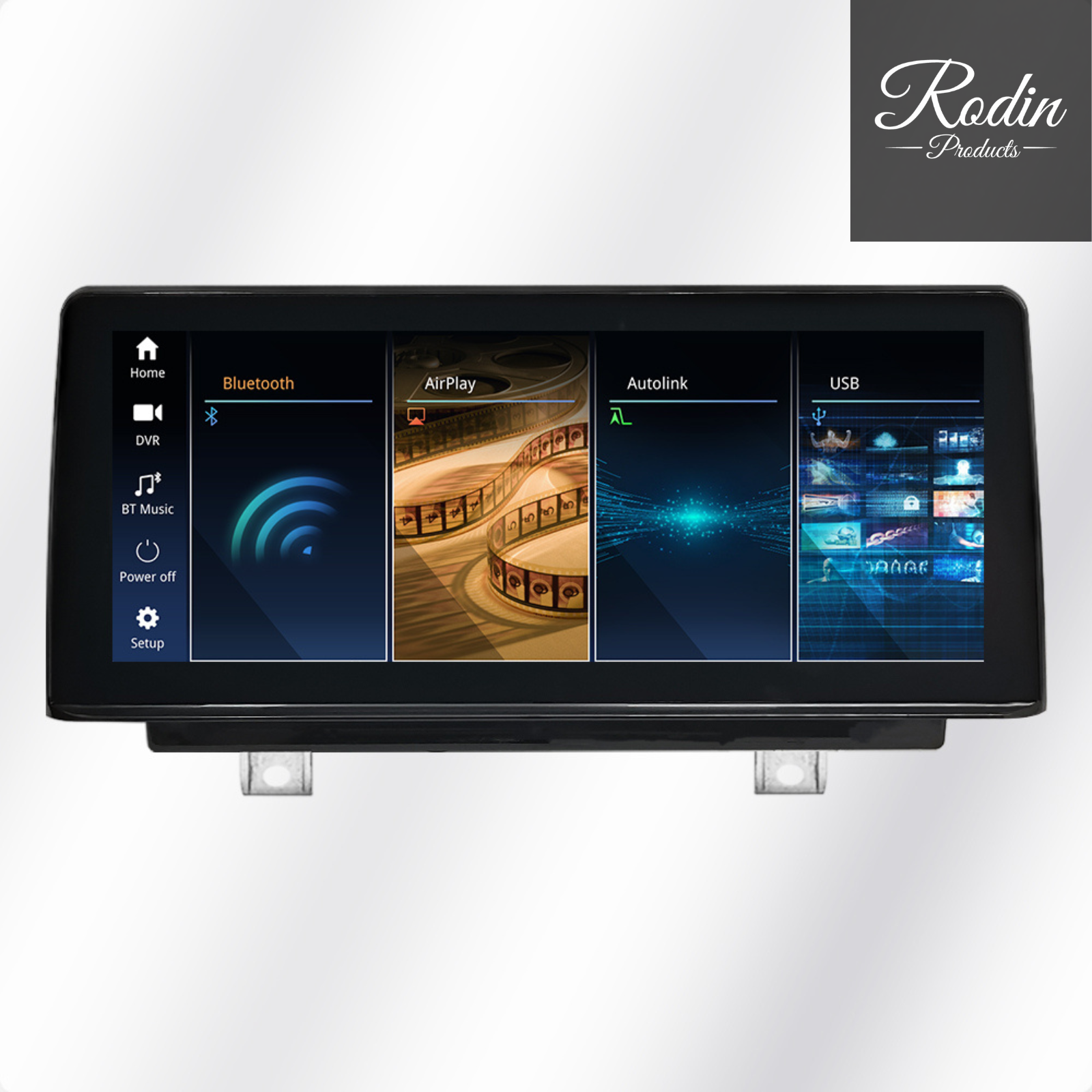 Linux CarPlay Display für BMW F20 & F30 – 10,25″ Wireless Apple CarPlay & Android Auto – Frontansicht von Rodin Products