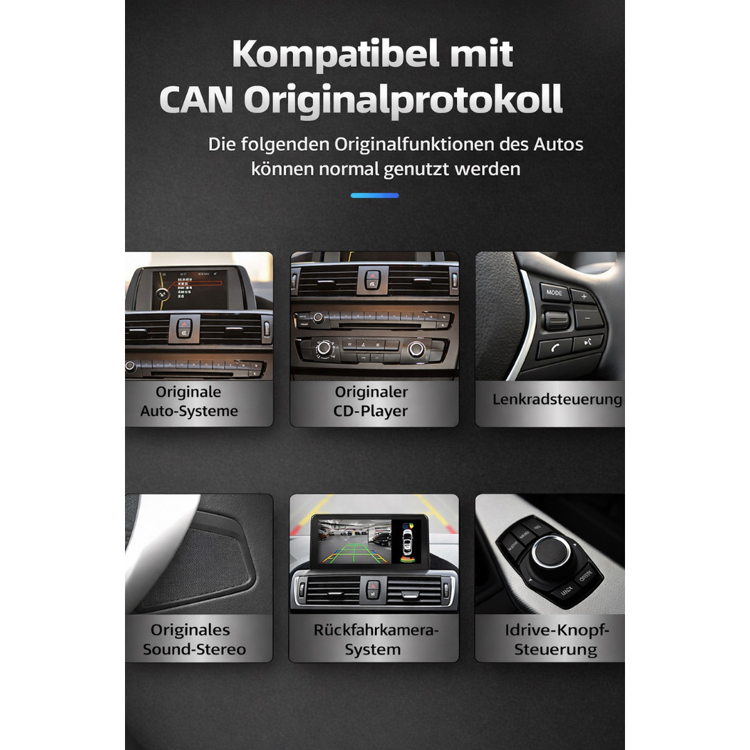 Linux CarPlay Display für BMW F20 & F30 – 10,25″ Wireless Apple CarPlay & Android Auto – Seitenansicht von Rodin Products