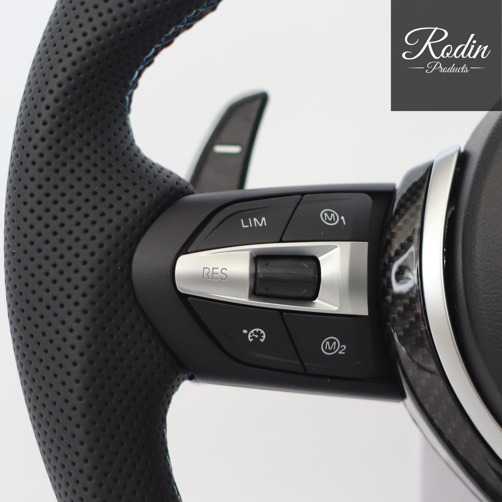 BMW M Performance Carbon Sportlenkrad – Premium Leder Veredelung für E-/F-Serie – Material-Detail von Rodin Products