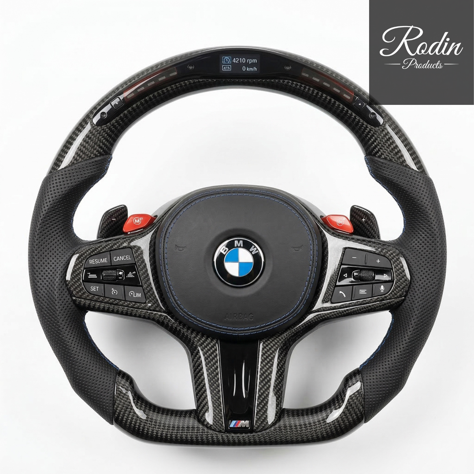 BMW M Performance Sportlenkrad – Carbon – LED – G-Serie – Frontansicht von Rodin Products