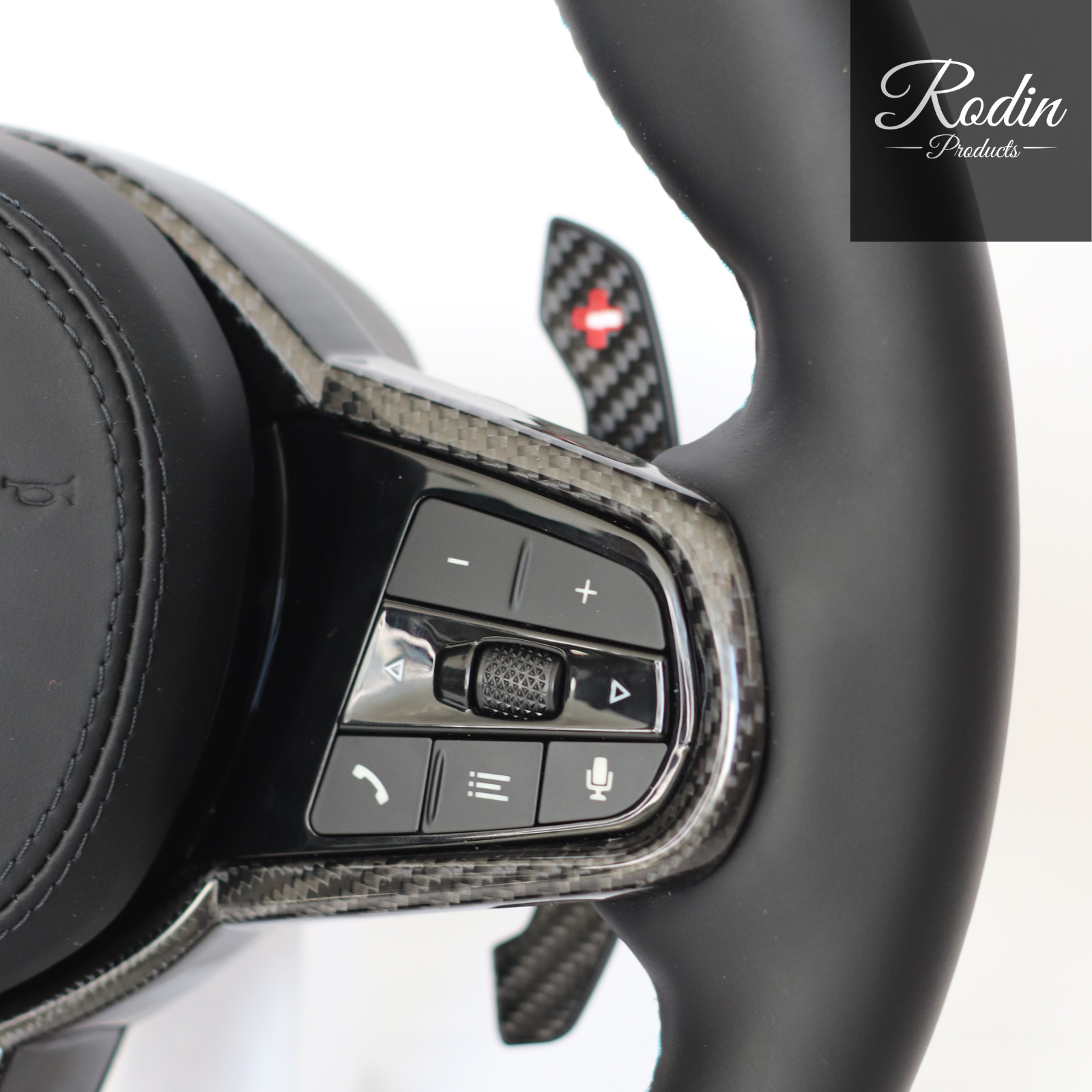 BMW M Performance Sportlenkrad Carbon All Black – G-Modell | 12-Uhr in Rot – Detailansicht von Rodin Products