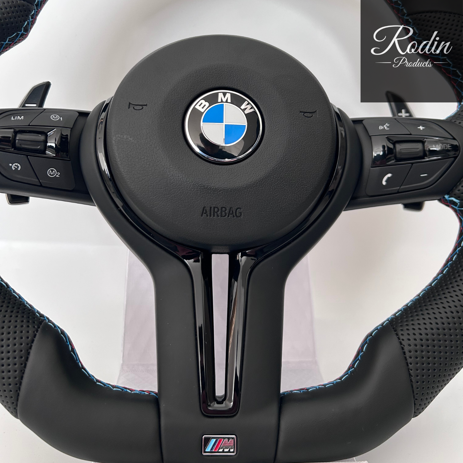 BMW M Performance Lenkrad Leder Veredelung - ALL BLACK für E-/F-Serie – Rückseite von Rodin Products