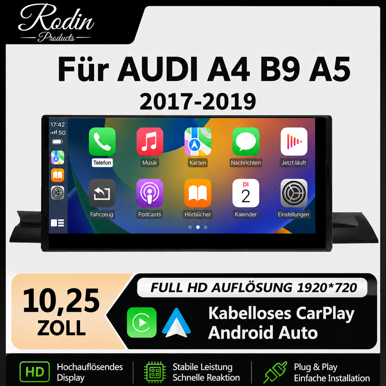 Linux CarPlay Display für Audi A4 B9 & A5 (2017–2019) - Bild 1