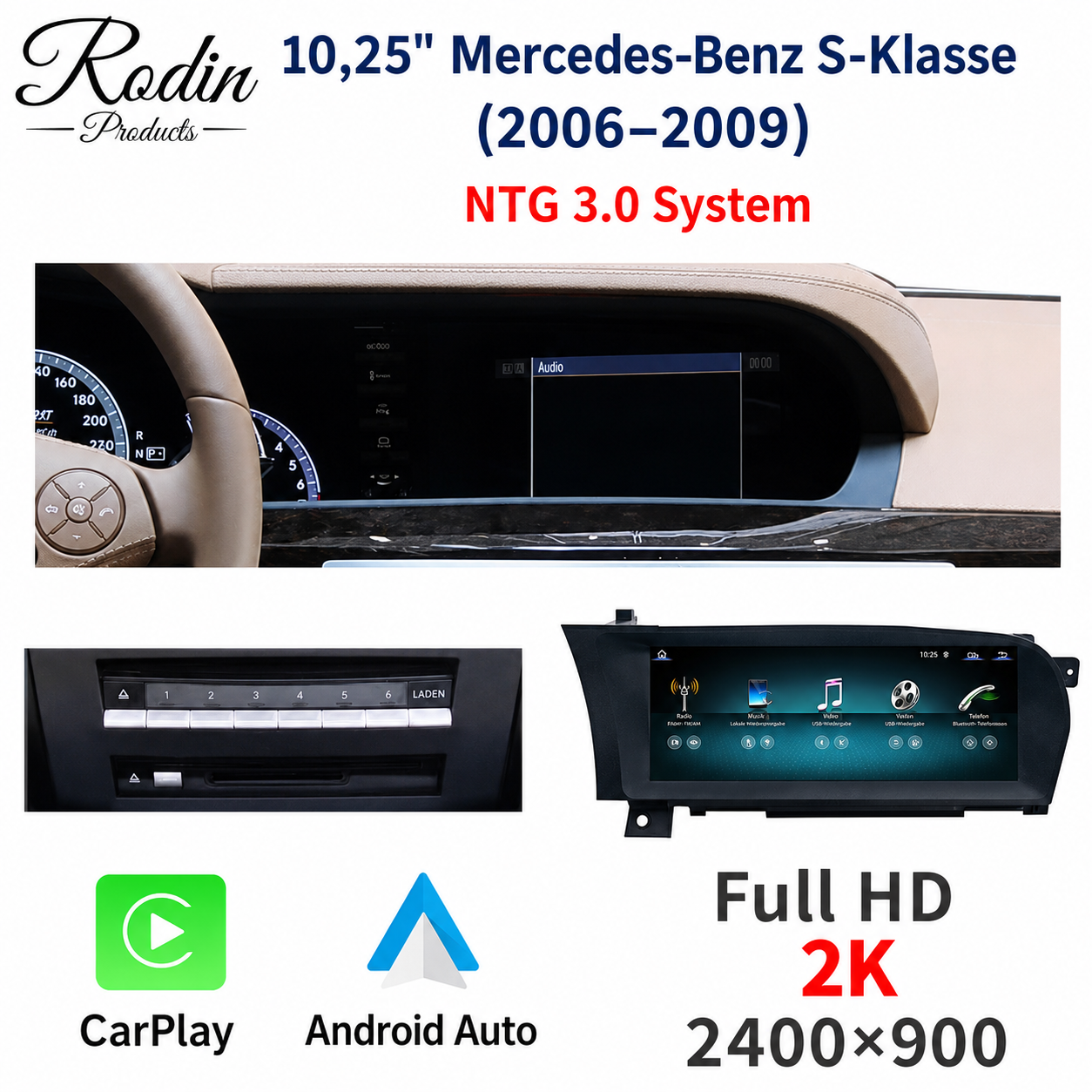 Mercedes S-Klasse W221 10,25″ Linux CarPlay Display - Bild 3