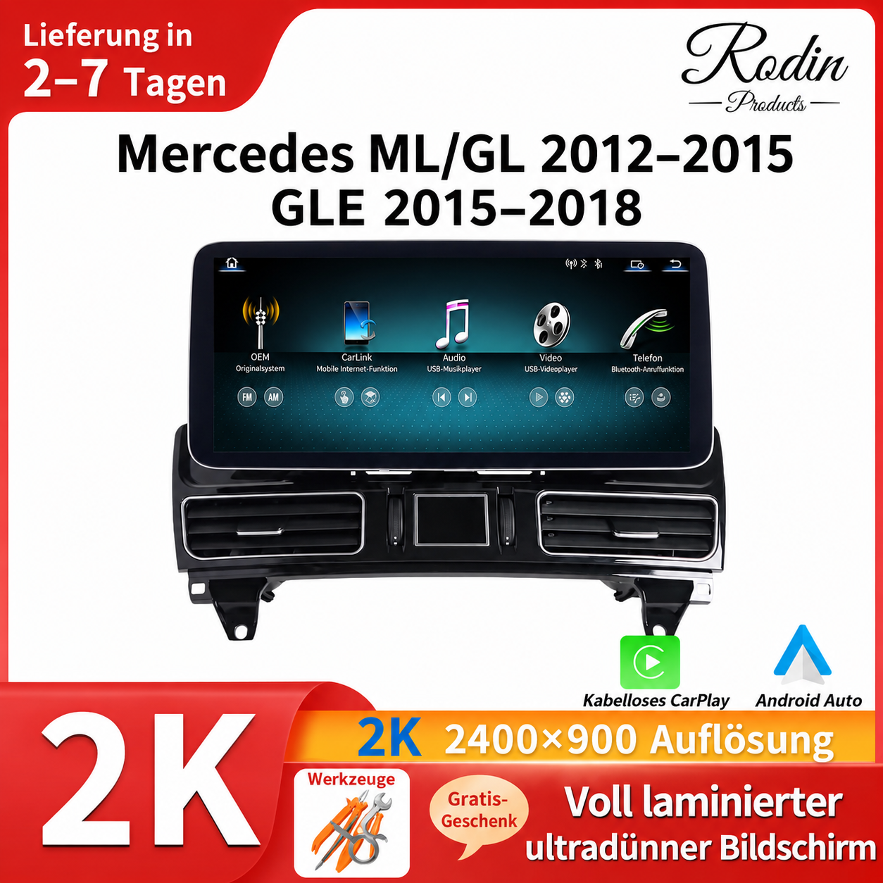 Mercedes ML / GLE 12,8″ Linux CarPlay Display - Bild 2