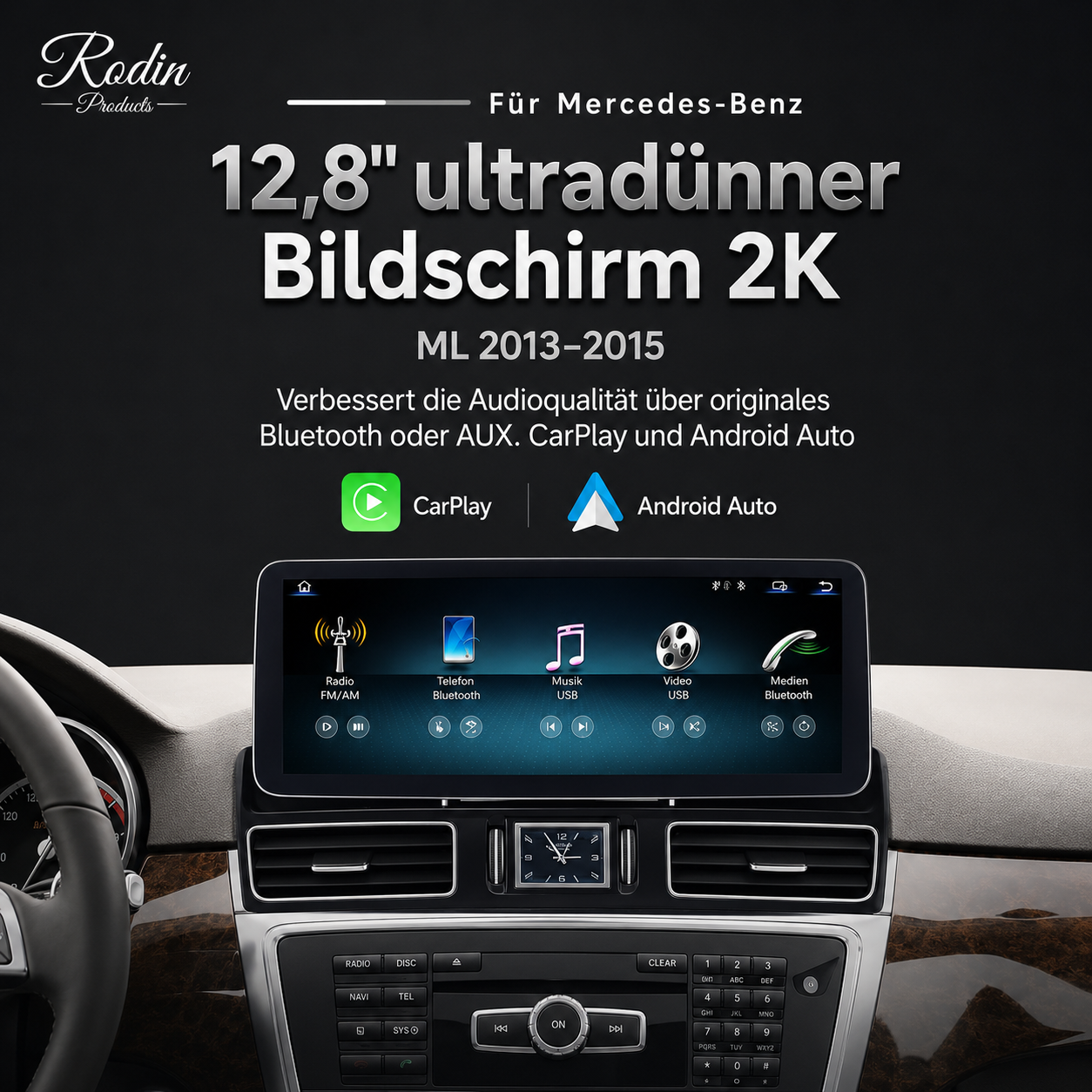 Mercedes ML / GLE 12,8″ Linux CarPlay Display - Bild 3