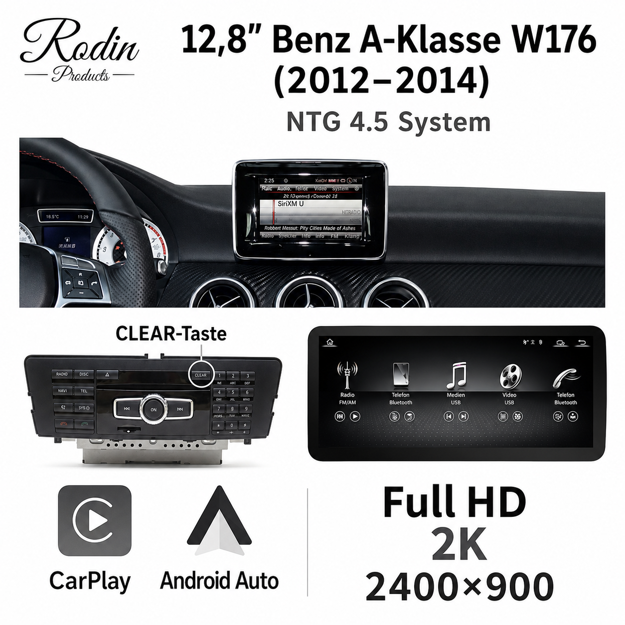 Mercedes A-Klasse W176 / CLA / GLA 12,8″ Linux CarPlay Display - Bild 5