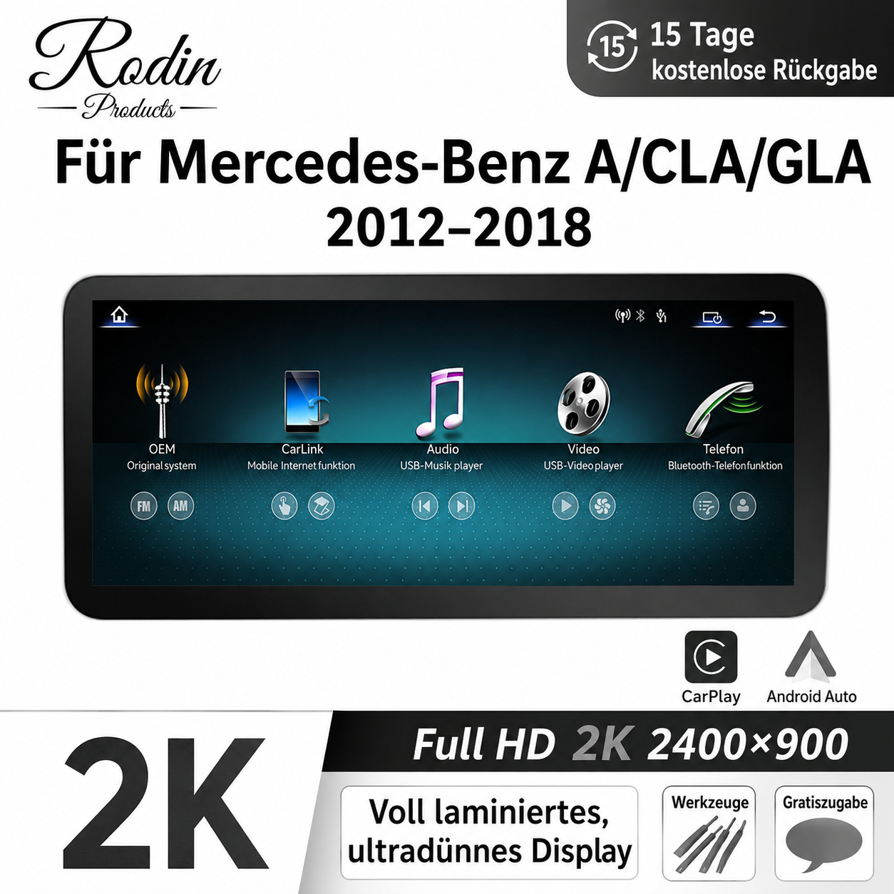 Mercedes A-Klasse W176 / CLA / GLA 12,8″ Linux CarPlay Display - Bild 3