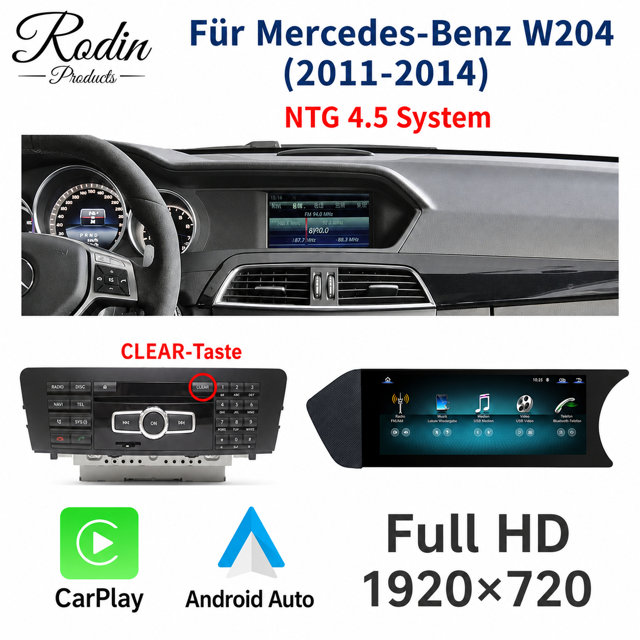 Mercedes C-Klasse W204 8,8″ Linux CarPlay Display - Bild 3