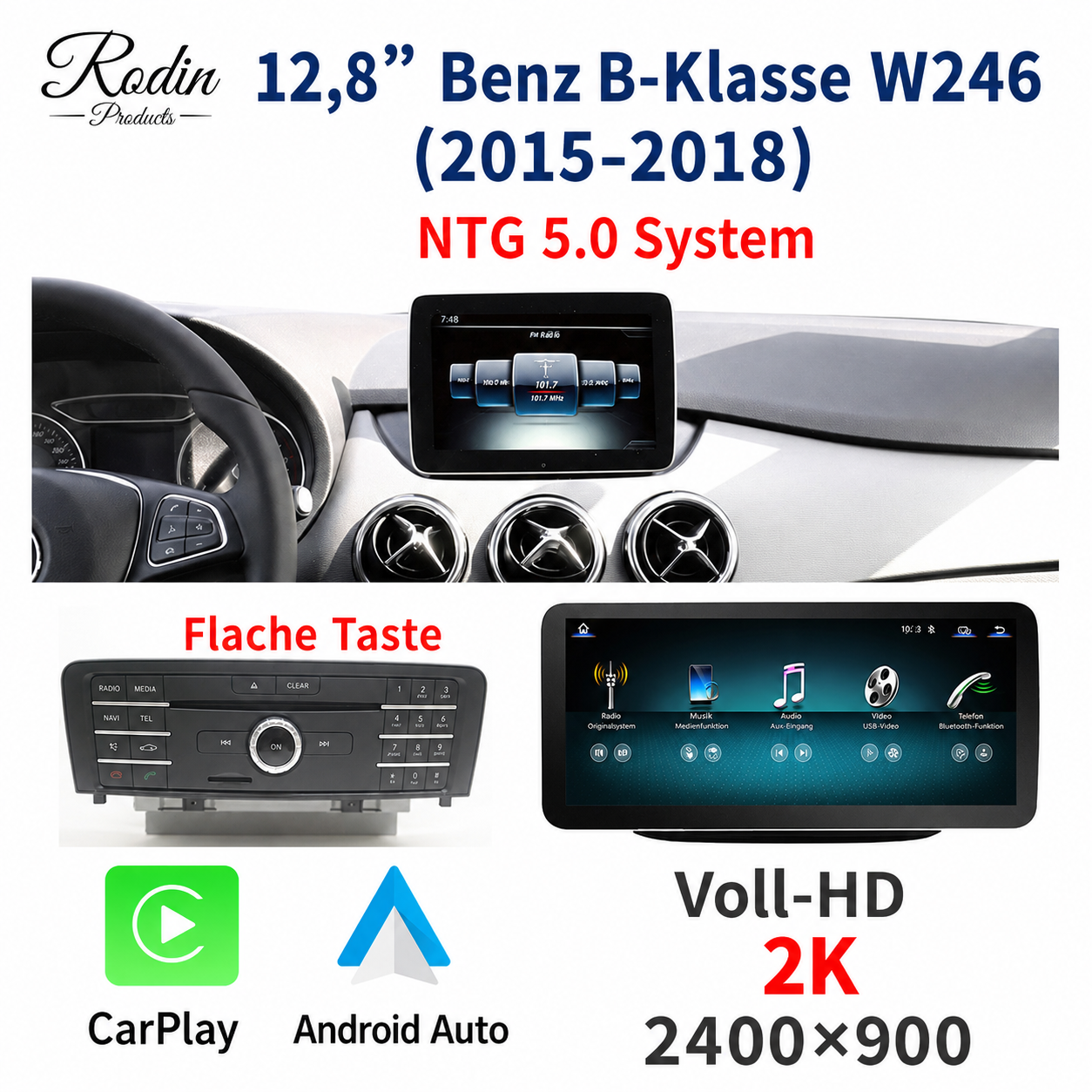 Mercedes B-Klasse W246 12,8″ Linux CarPlay Display - Bild 4