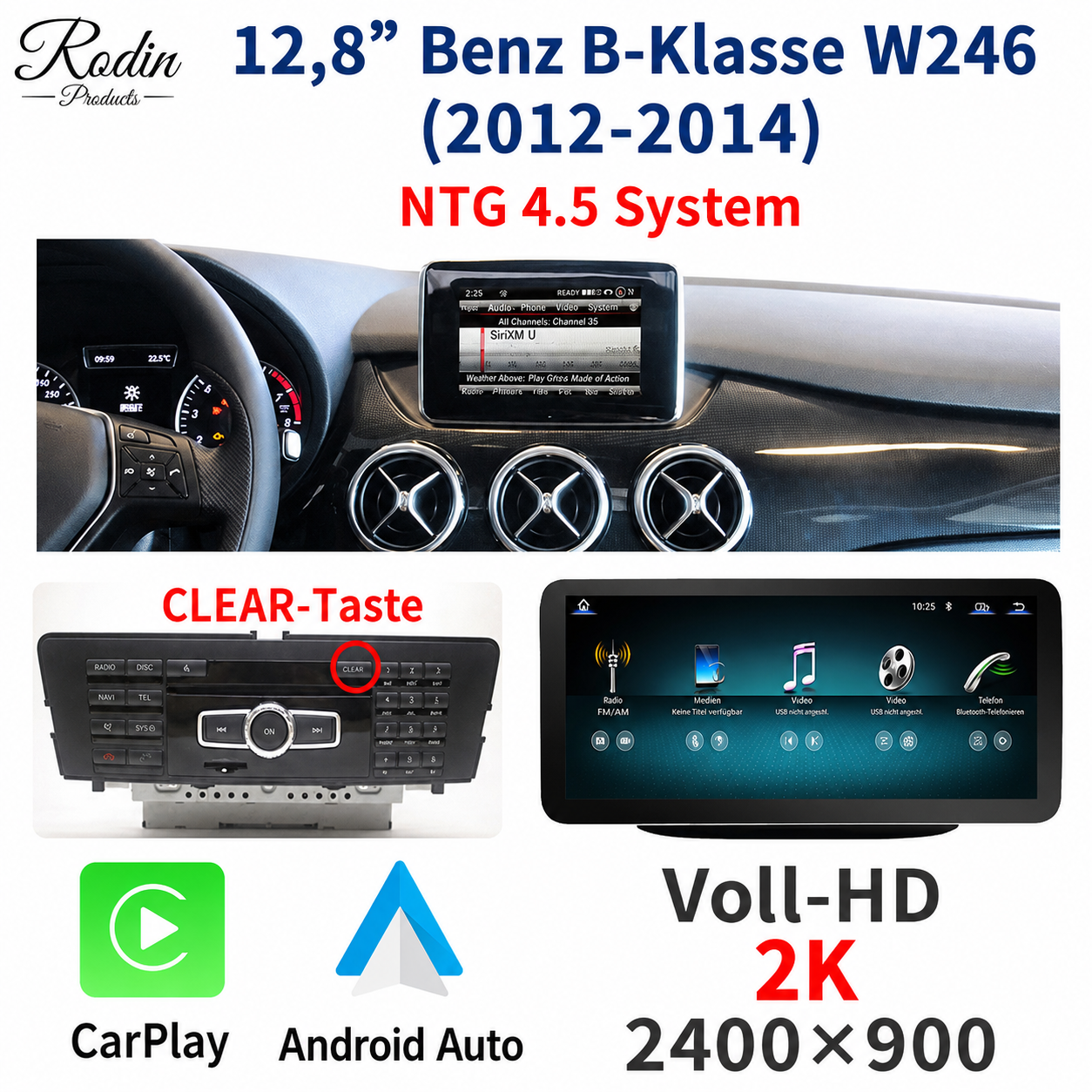 Mercedes B-Klasse W246 12,8″ Linux CarPlay Display - Bild 5
