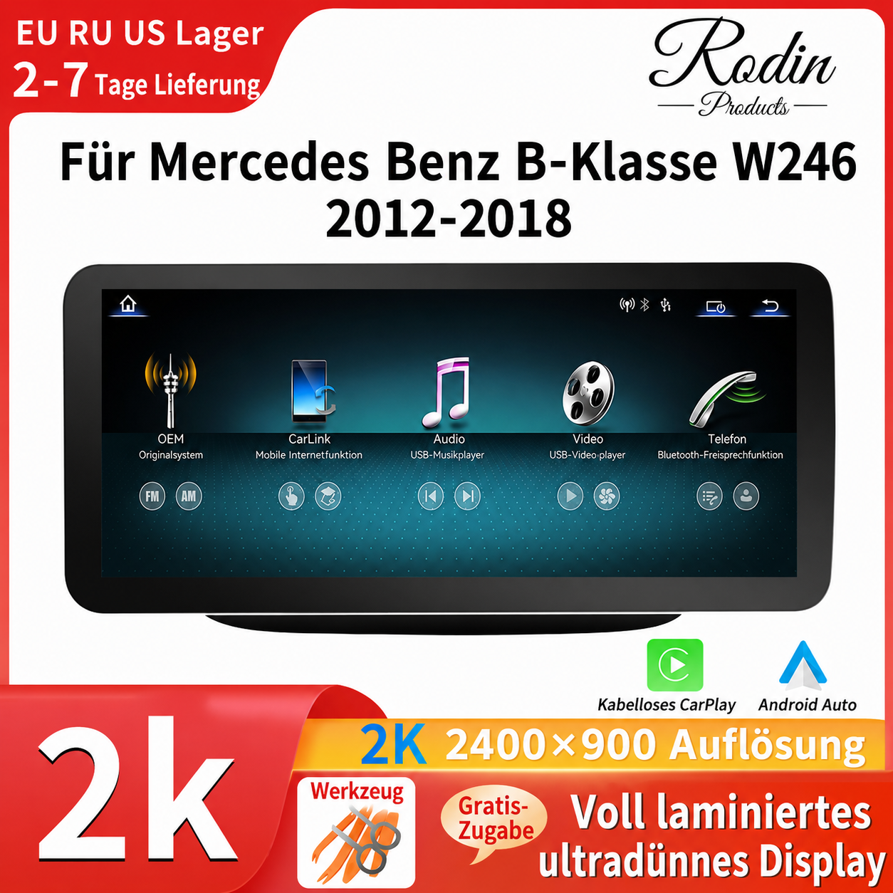 Mercedes B-Klasse W246 12,8″ Linux CarPlay Display - Bild 3