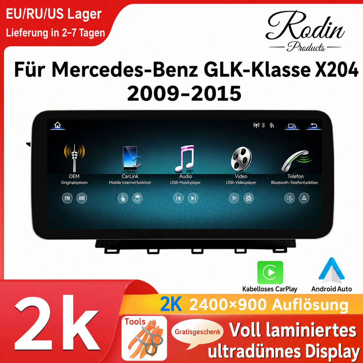 Mercedes GLK X204 12,8″ Linux CarPlay Display - Bild 3