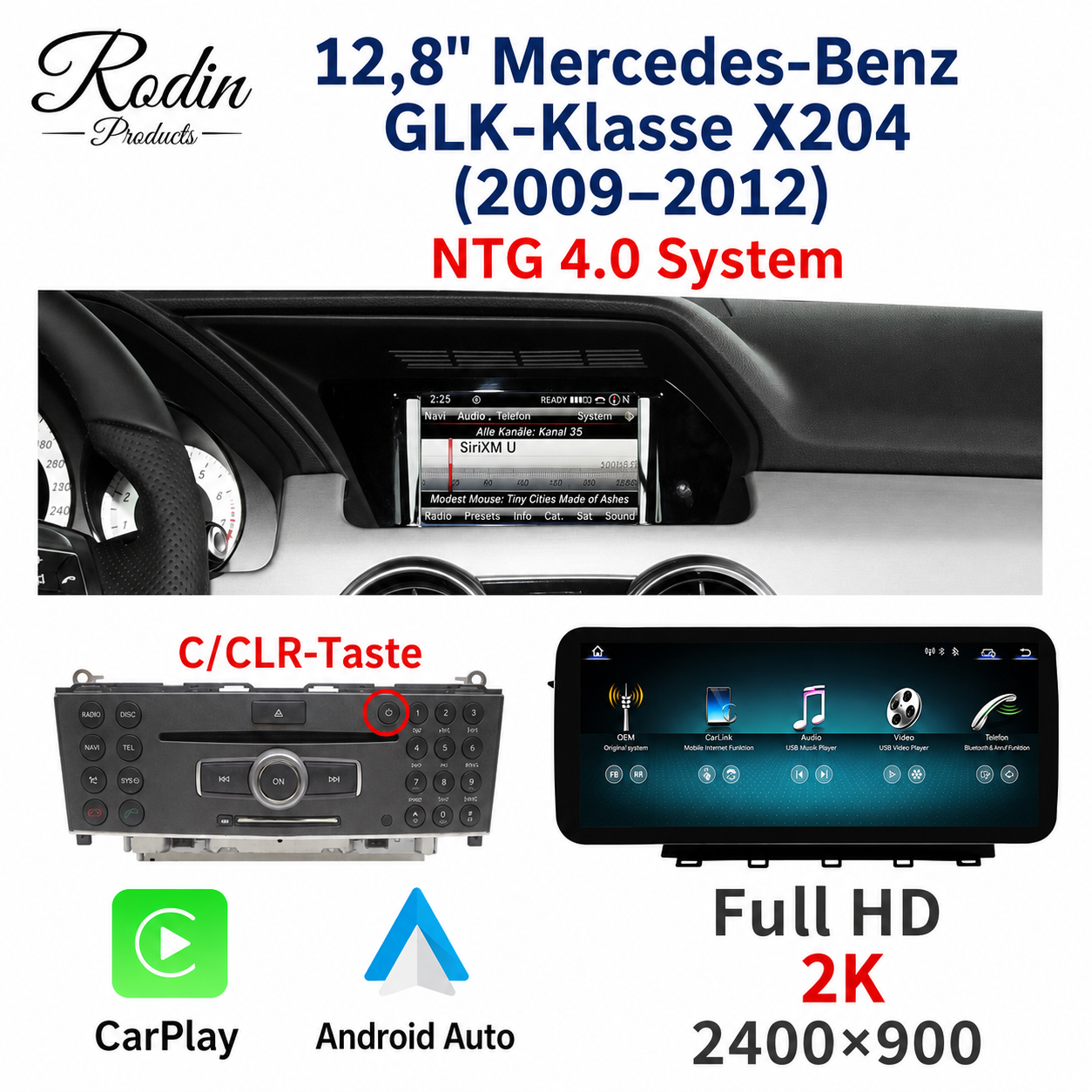 Mercedes GLK X204 12,8″ Linux CarPlay Display - Bild 4