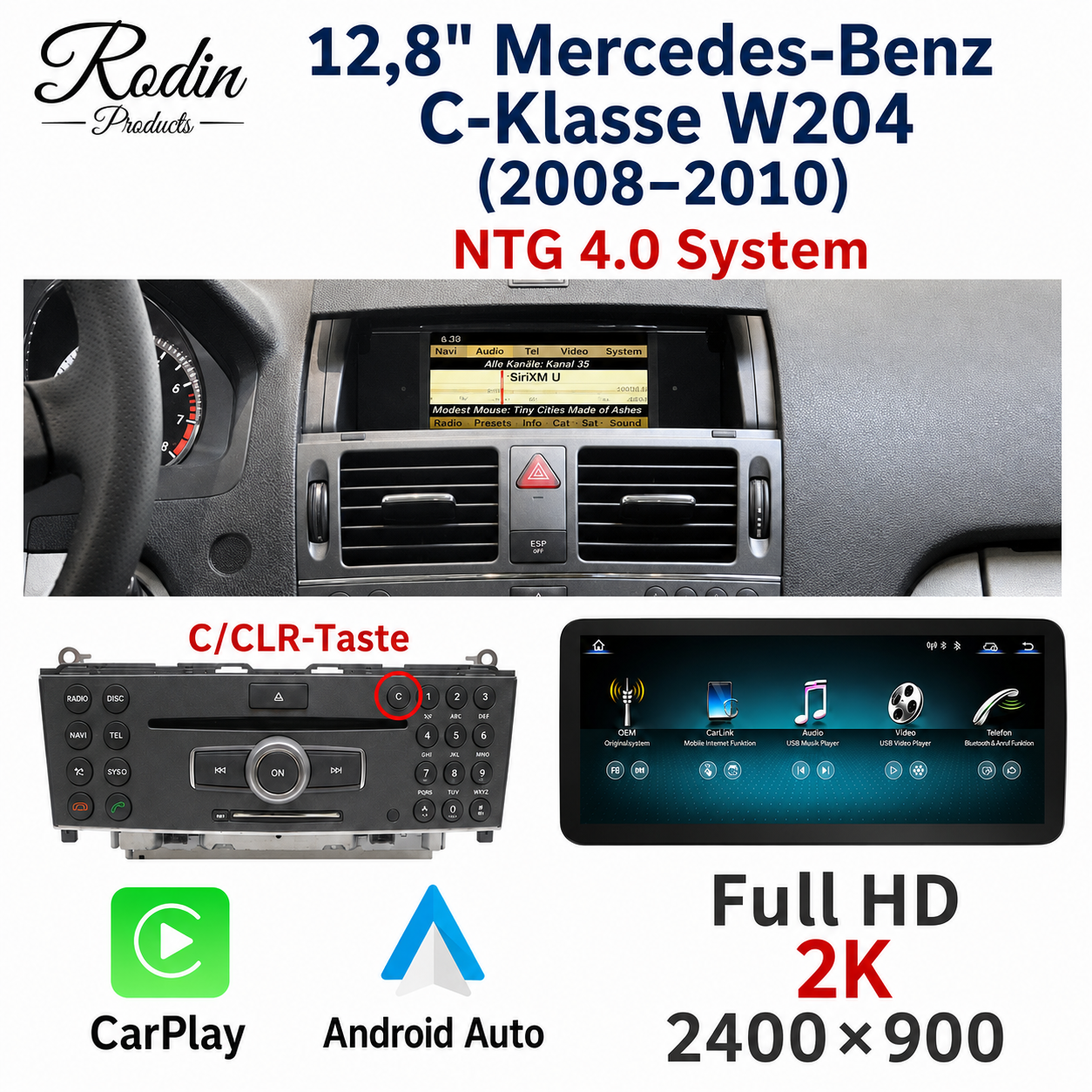 Mercedes C-Klasse W204 & W205 12,8″ Linux CarPlay Display - Bild 3