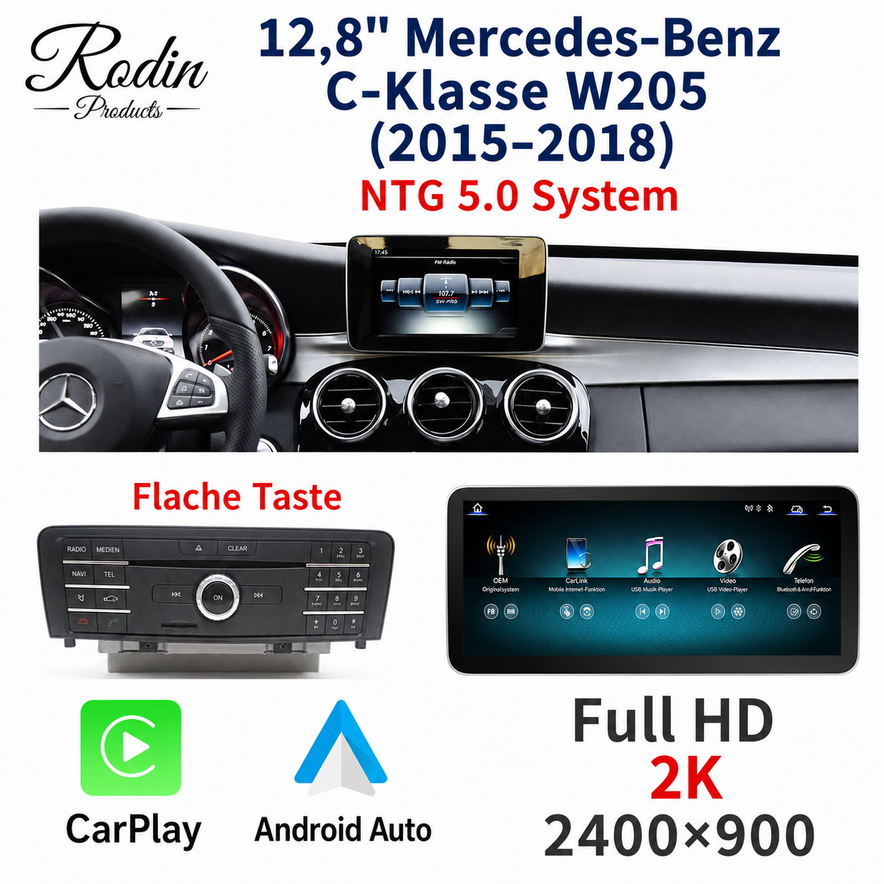 Mercedes C-Klasse W204 & W205 12,8″ Linux CarPlay Display - Bild 5