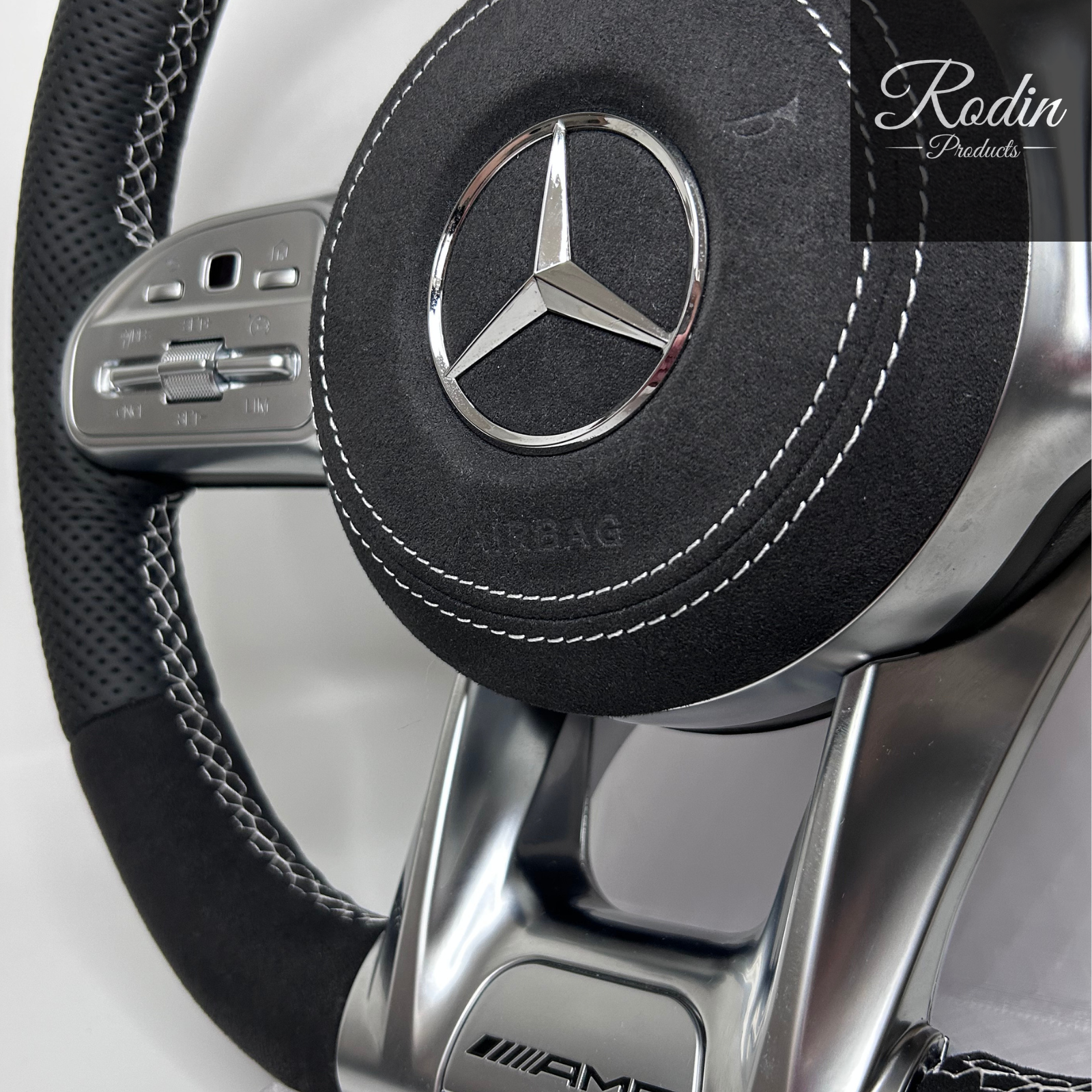 Mercedes AMG Lenkrad W205 X253 C253 Alcantara Graue 12-Uhr – Material-Detail von Rodin Products