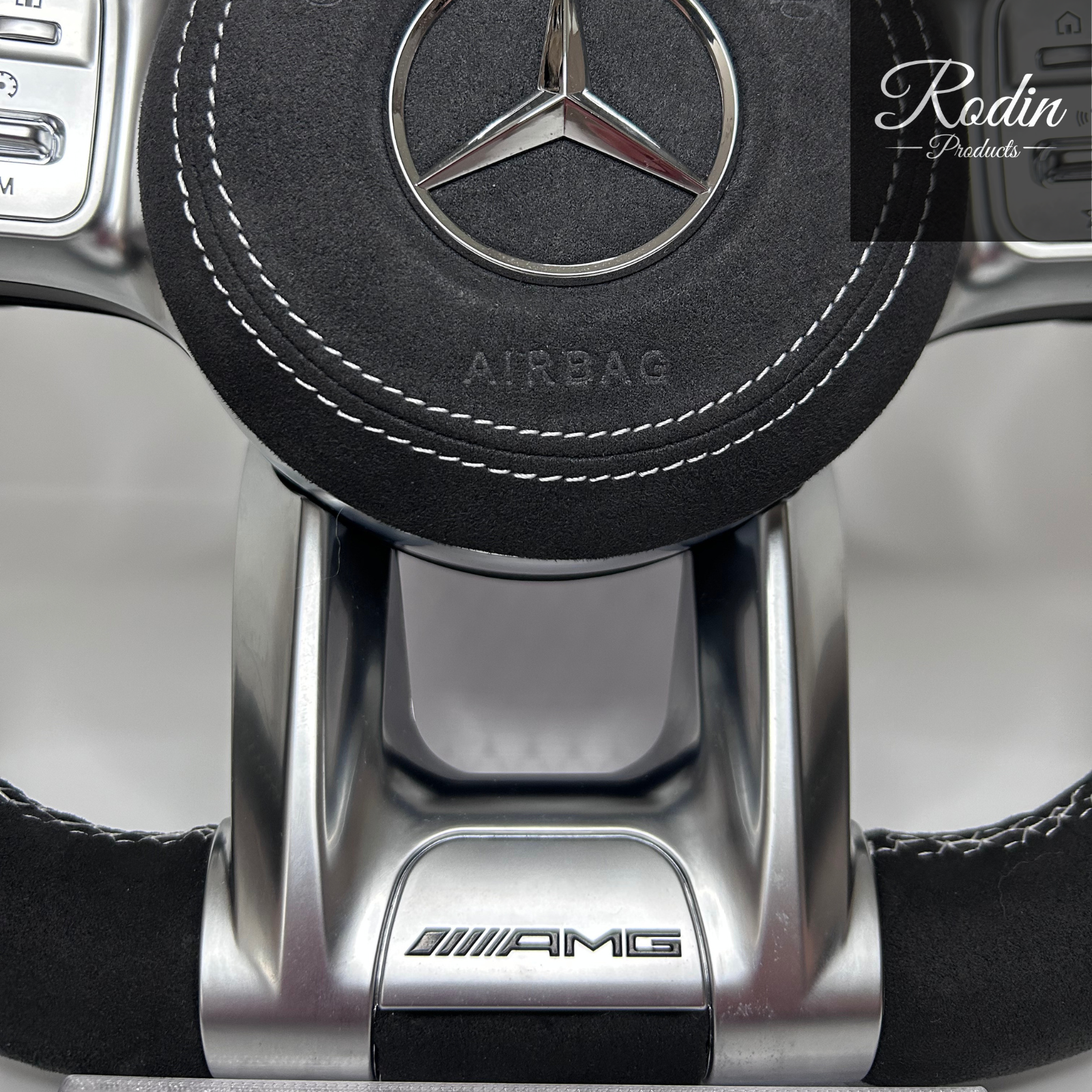 Mercedes AMG Lenkrad W205 X253 C253 Alcantara Graue 12-Uhr – Tasten und Bedienelemente von Rodin Products