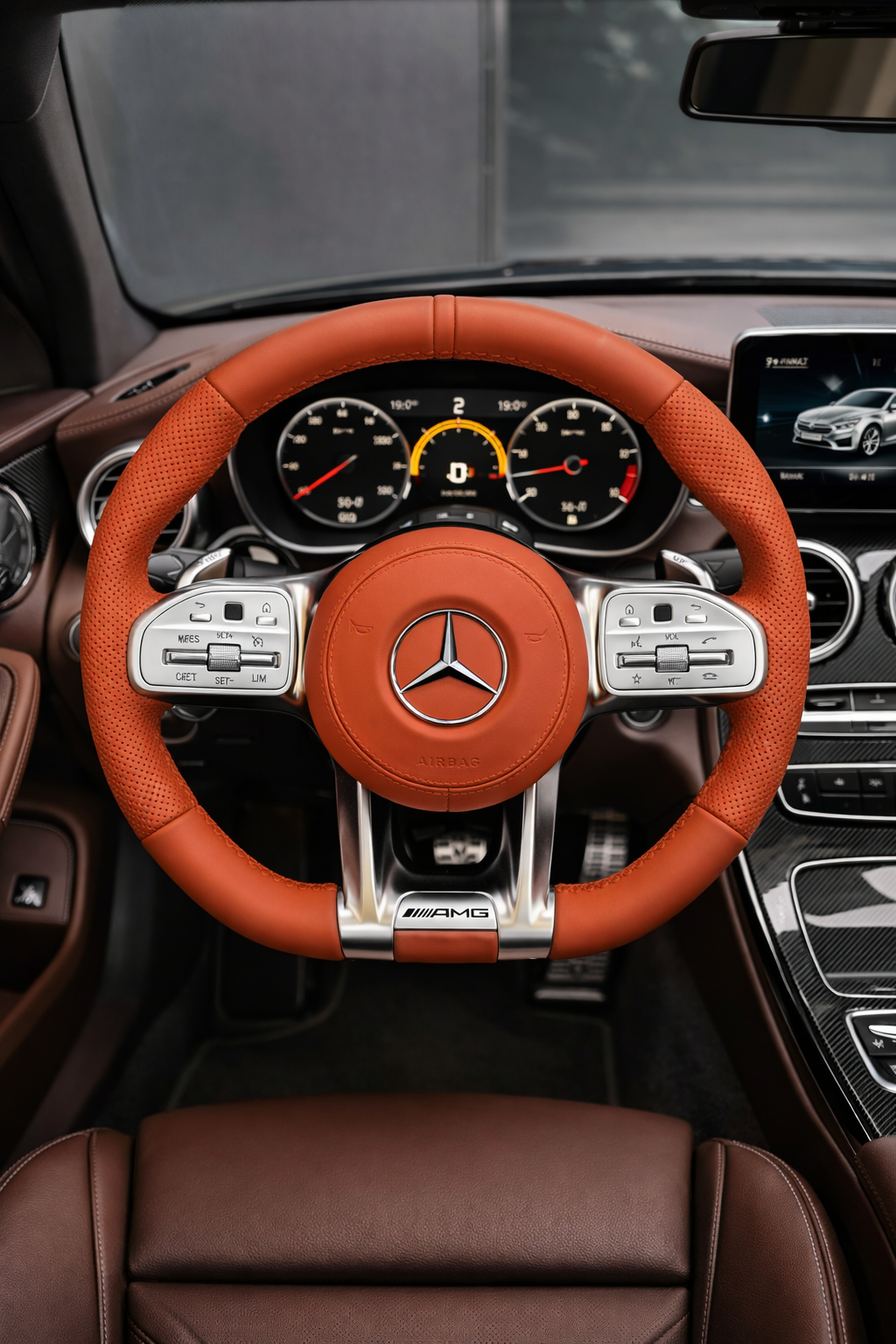 Mercedes AMG Performance Lenkrad – Chrome Interior Edition – Frontansicht von Rodin Products