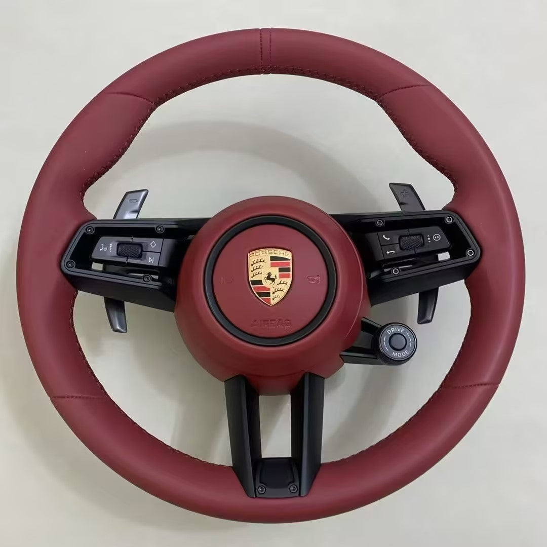 Porsche 911 (992) Performance Lederlenkrad – Beige - Schwarz - Bordeaux-Rot | Multifunktion