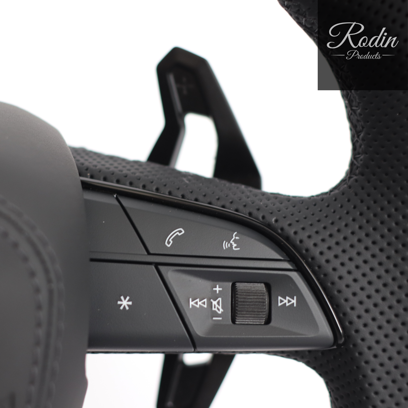 Lenkrad passend für Audi B9 – Leder & All Black – Ansicht 2