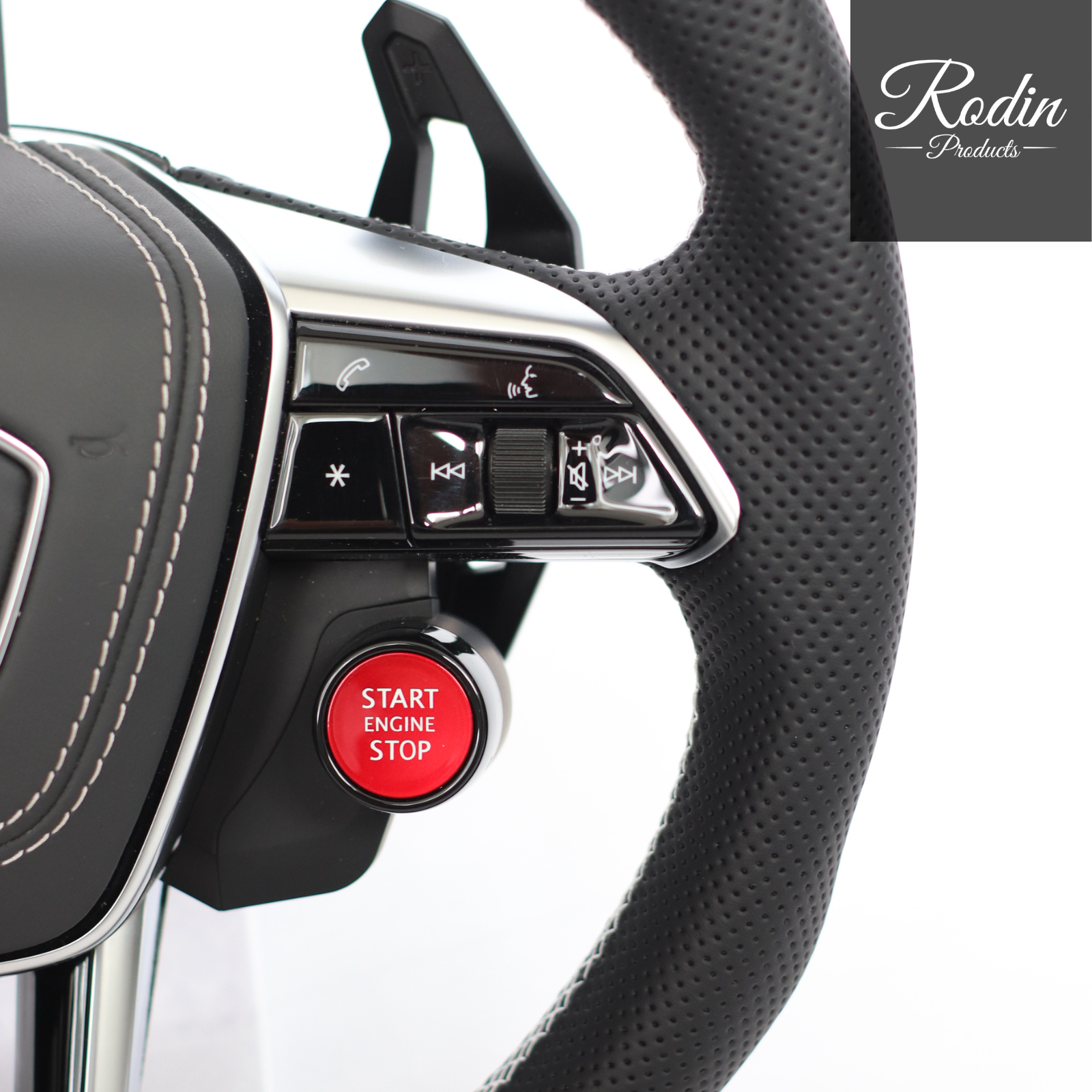 Lenkradveredelung passend für Audi C8 – Carbon & Leder – Produktbild 3 von Rodin Products