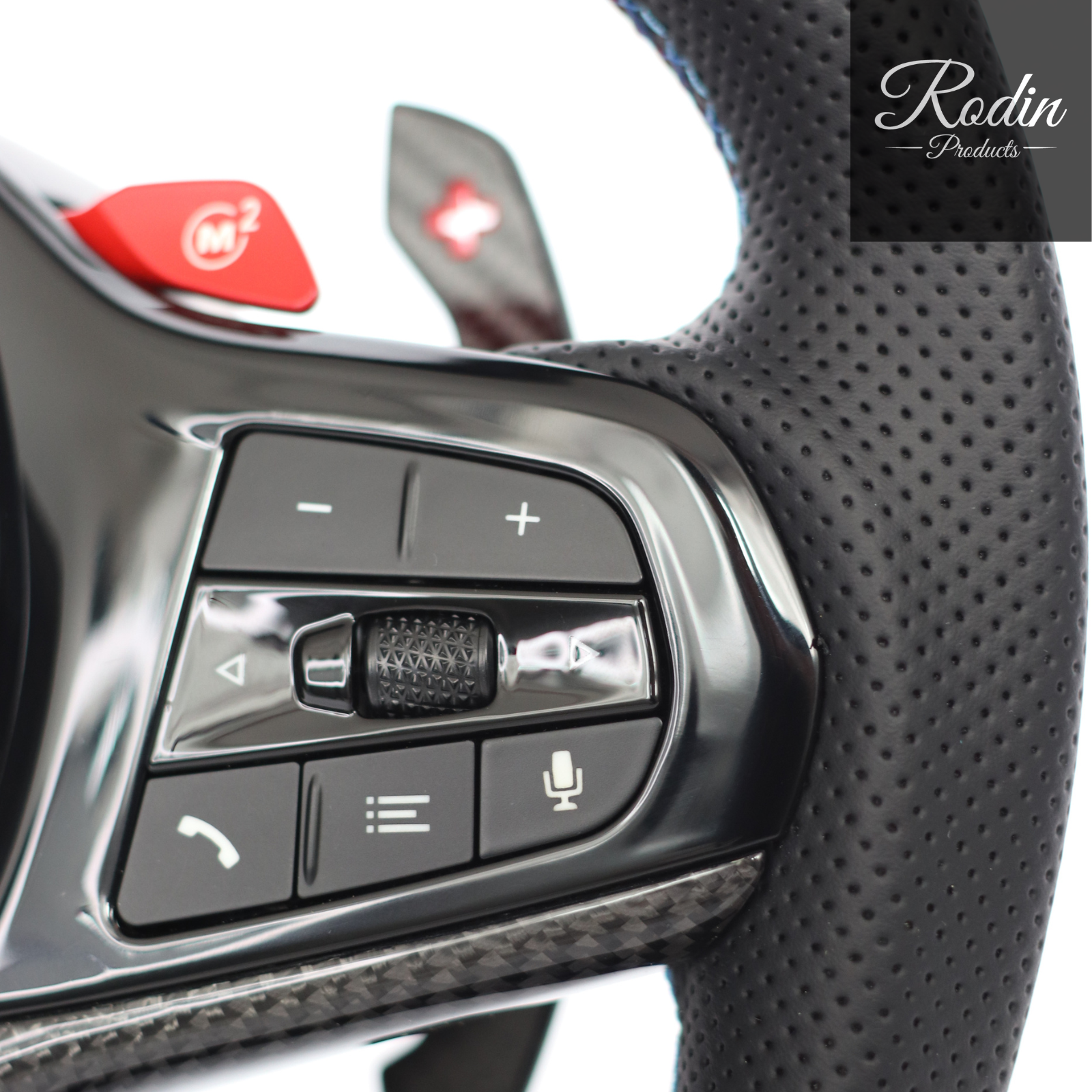Sportlenkrad passend für BMW G-Serie – Carbon & LED – Nahaufnahme von Rodin Products