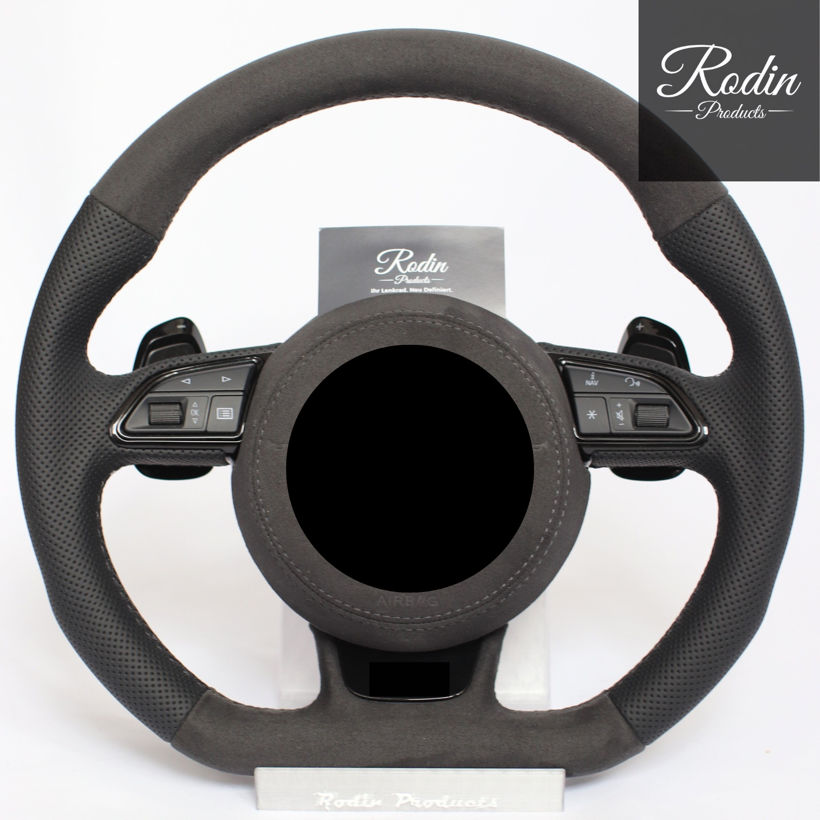 Lenkrad passend für Audi B9 – Alcantara & Leder & All Black – Ansicht 1