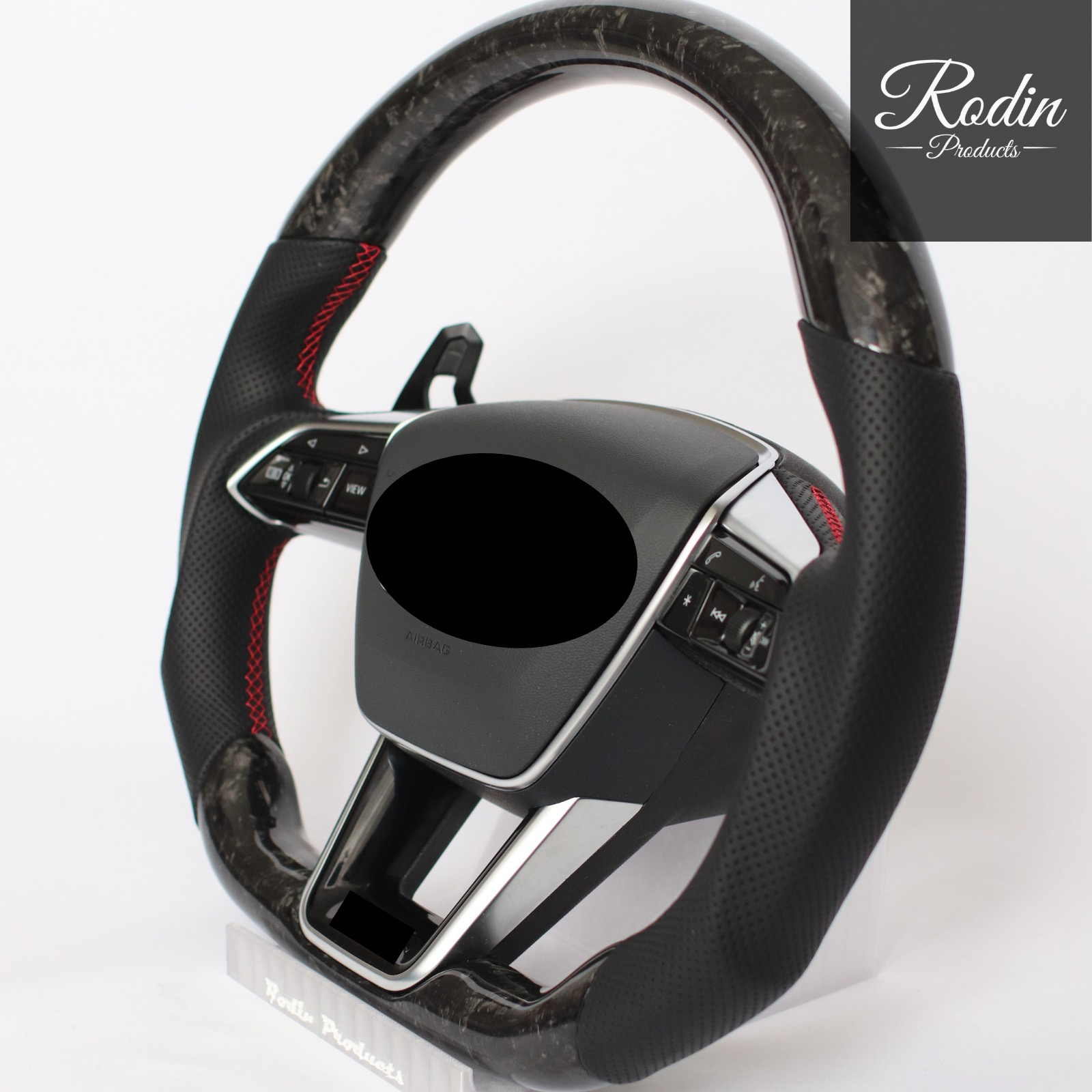 Lenkrad passend für Audi B9 – Forged Carbon & Carbon & All Black – Ansicht 7