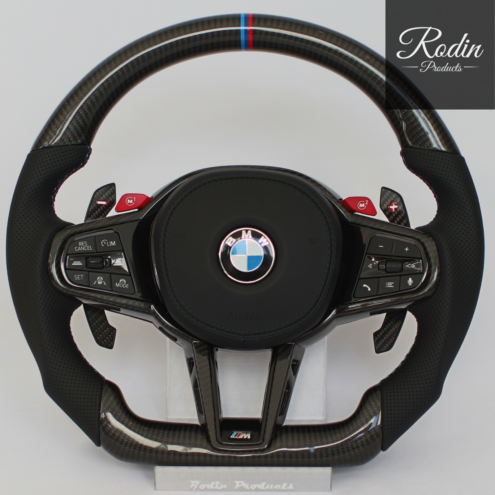 BMW M Performance Sportlenkrad Full Carbon All Black – 12-Uhr-Markierung – G-Serie – Detailansicht von Rodin Products