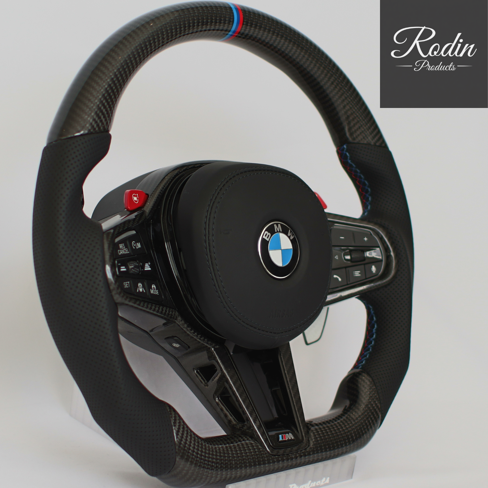 BMW M Performance Sportlenkrad Full Carbon All Black – 12-Uhr-Markierung – G-Serie – Tasten und Bedienelemente von Rodin Products