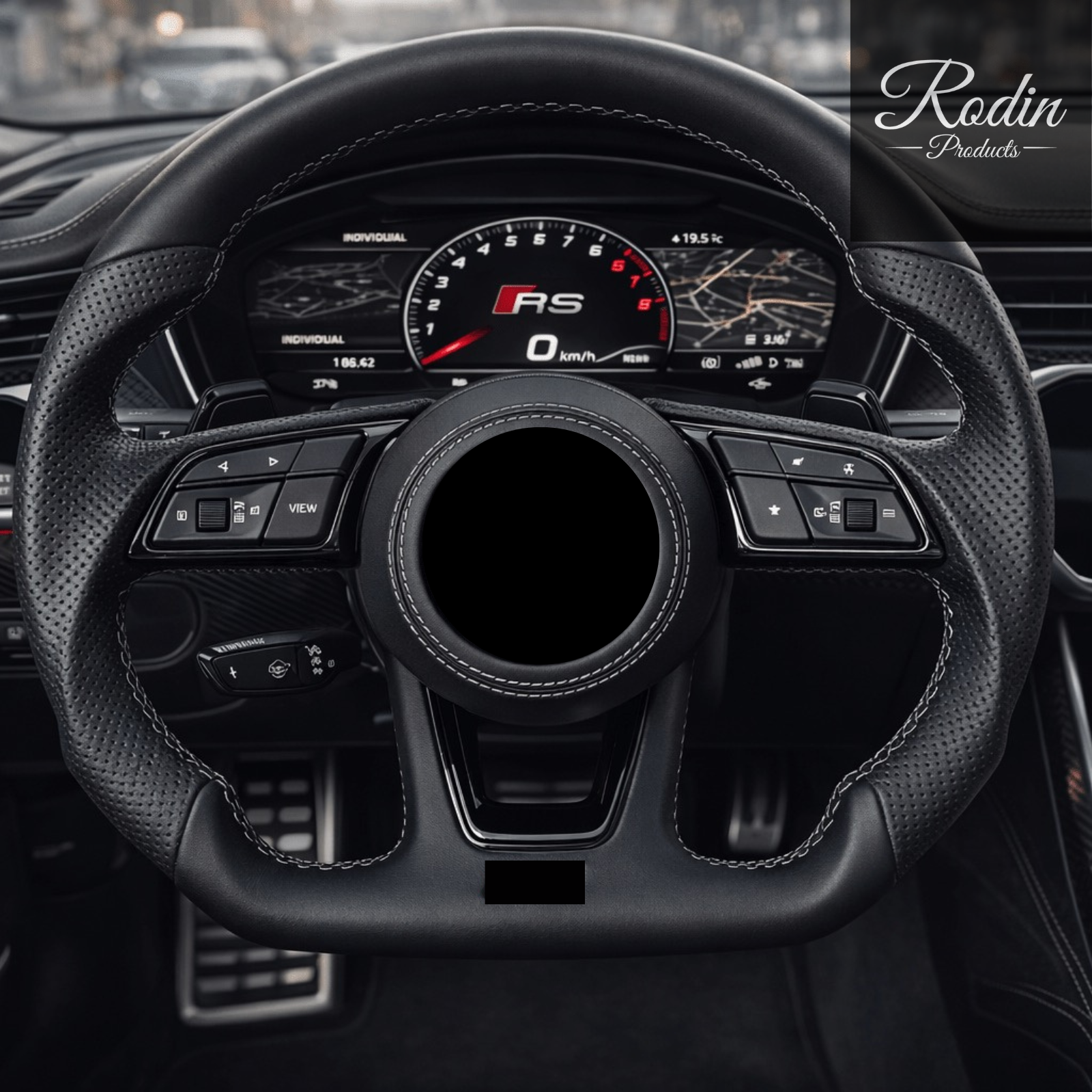Lenkrad passend für Audi B9 – Leder & All Black – Ansicht 2