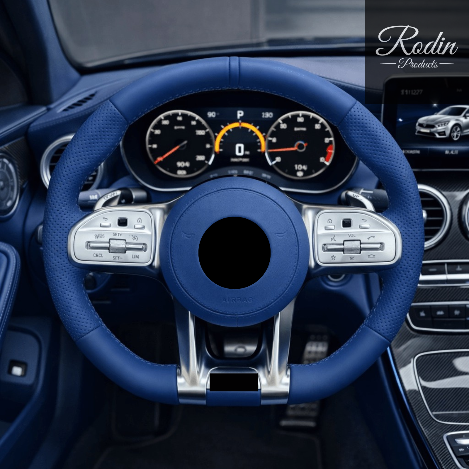 Lenkrad passend für Mercedes-Benz ausgewählte Modelle – Leder & Chrom-Akzente – Ansicht 2