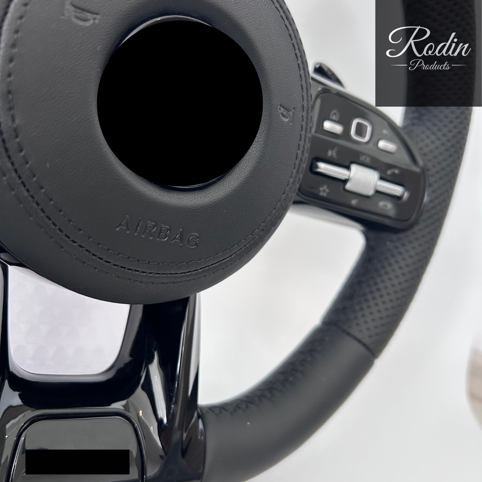Lenkrad passend für Mercedes-Benz ausgewählte Modelle – Leder & All Black & 12-Uhr-Markierung – Ansicht 5