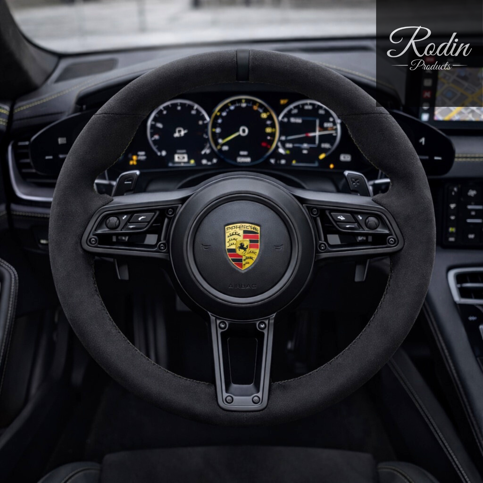 Porsche 992 Performance Sportlenkrad Alcantara Schwarz – 12 Uhr Markierung – Multifunktion – Individuelle Veredelung