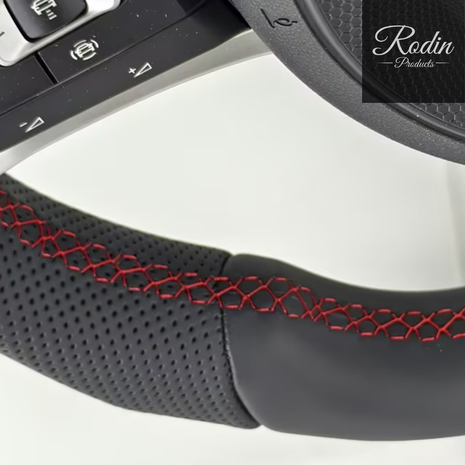 VW Golf 7 GTI R Flat Bottom Lenkrad | R-Line | Echtleder – Detailansicht von Rodin Products