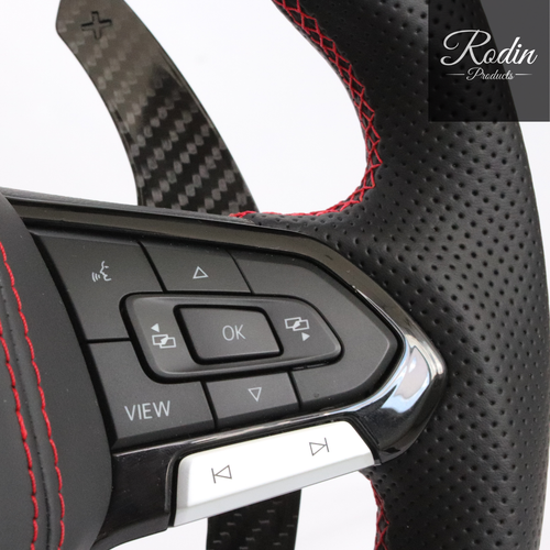 Lenkradveredelung passend für VW – Carbon & Leder & 12-Uhr-Markierung & perforiertes Leder – Produktbild 4 von Rodin Products