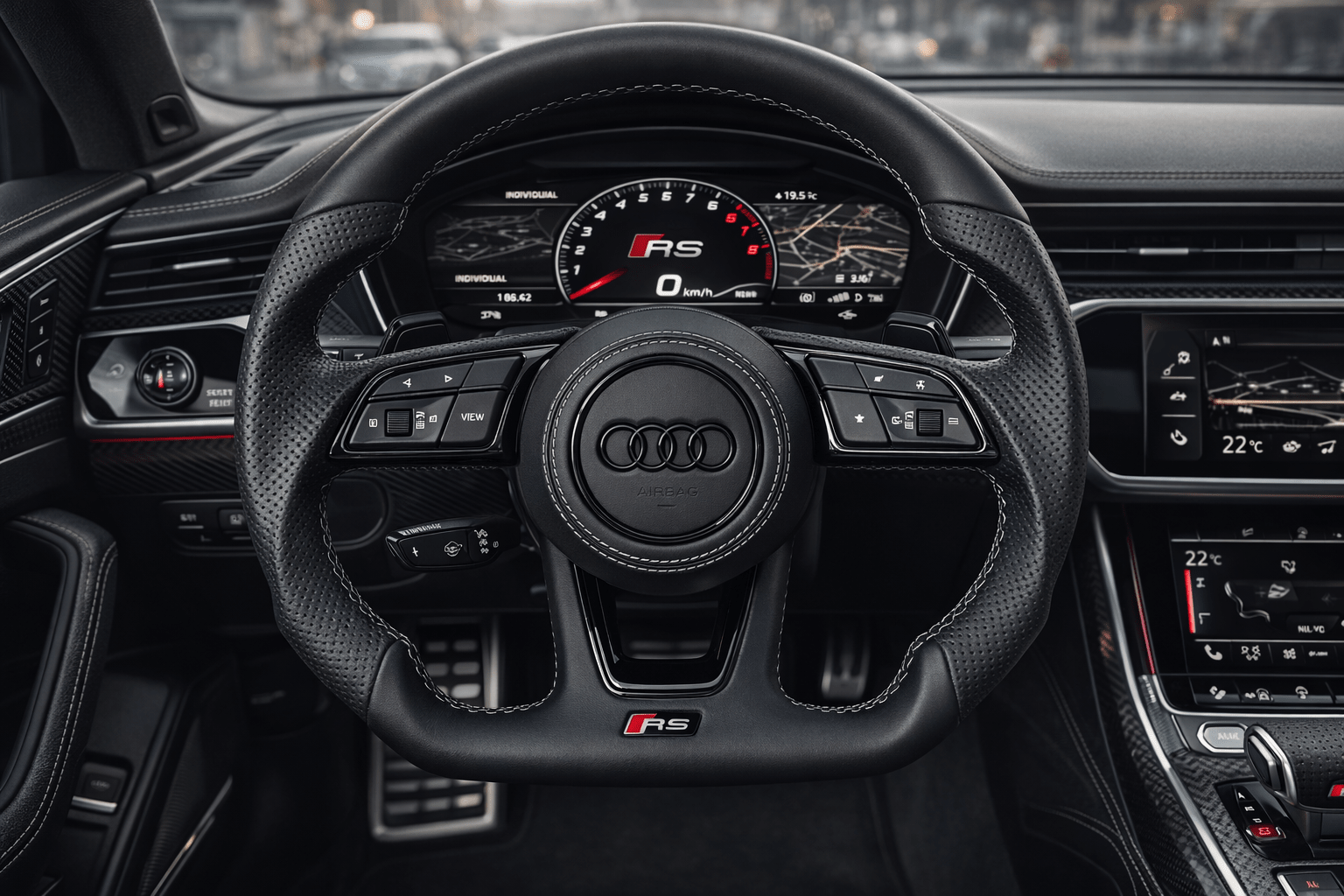 Audi RS Performance Lederlenkrad – Schwarz | Flat - Bottom | Multifunktion | B9 - Rodin Products