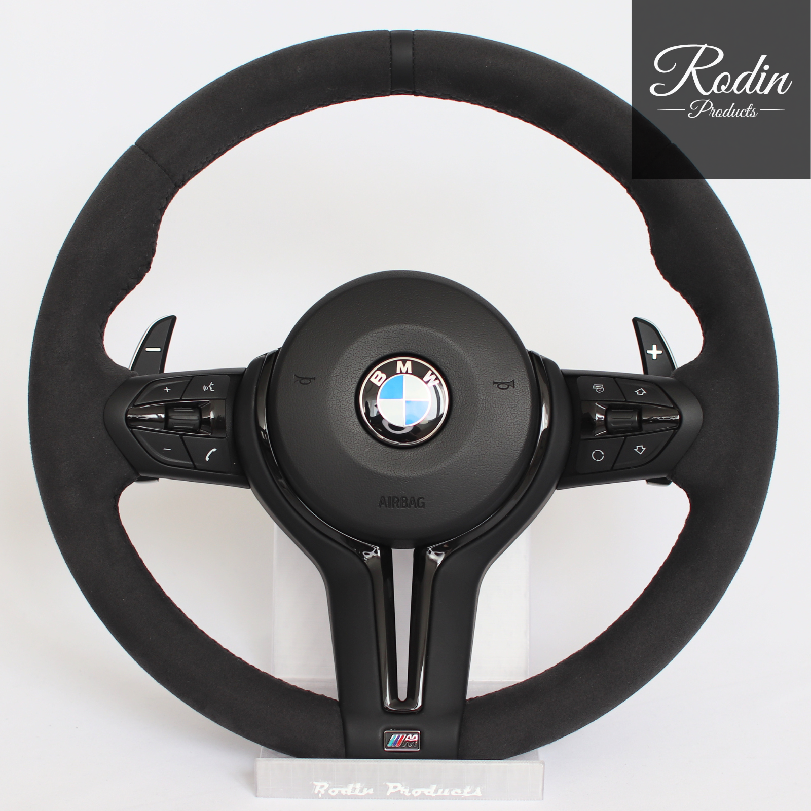 BMW M Performance Sportlenkrad Full Alcantara All Black | Für BMW E- & F-Modelle – Frontansicht von Rodin Products